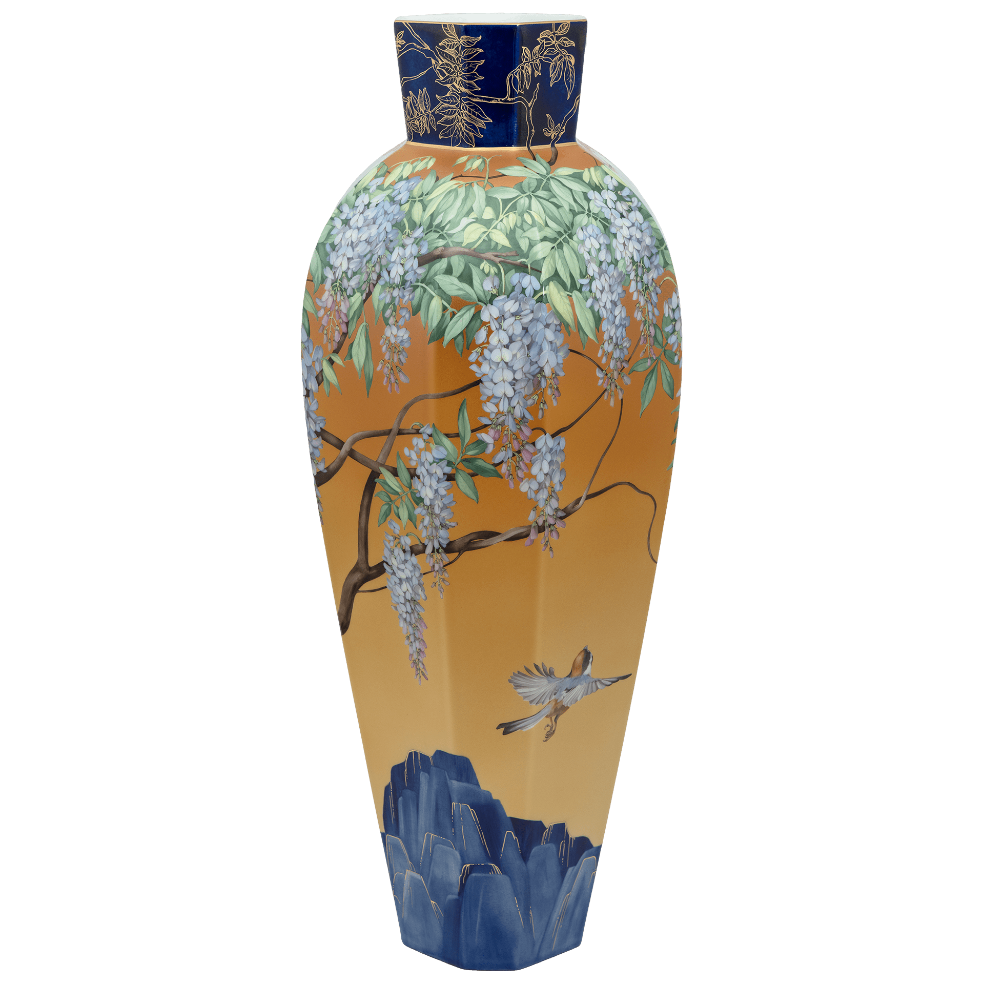 Vase Blauregen bei Sonnenuntergang, Porzellan, H 71 cm | Meissen Limitierte Meisterwerke 236584-50476 - Meissen Weimar