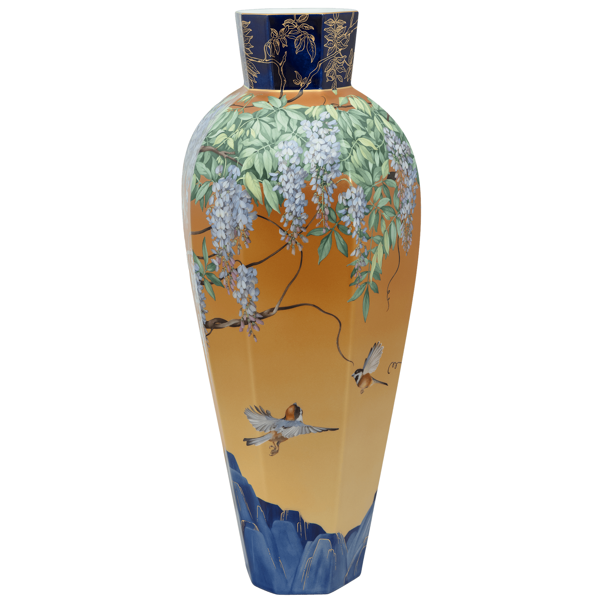 Vase Blauregen bei Sonnenuntergang, Porzellan, H 71 cm | Meissen Limitierte Meisterwerke 236584-50476 - Meissen Weimar