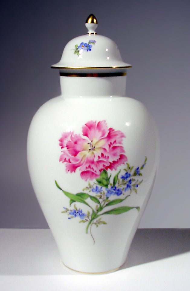 Vase, Blume 2 mitte, bunt, Goldrand, H 24,5 cm | Meissen Vase VI 040110 - 51082 - Meissen Weimar