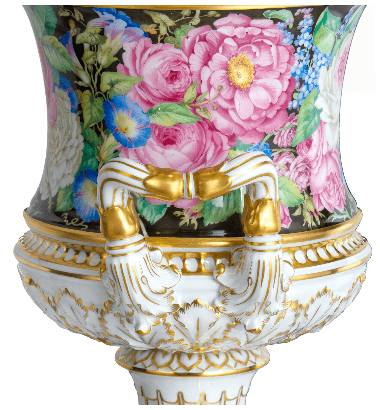 Vase Crater Vase Flower Painting, H 35 cm | Meissen Vasen Kollektion 205580 - 50m22 - Meissen Weimar