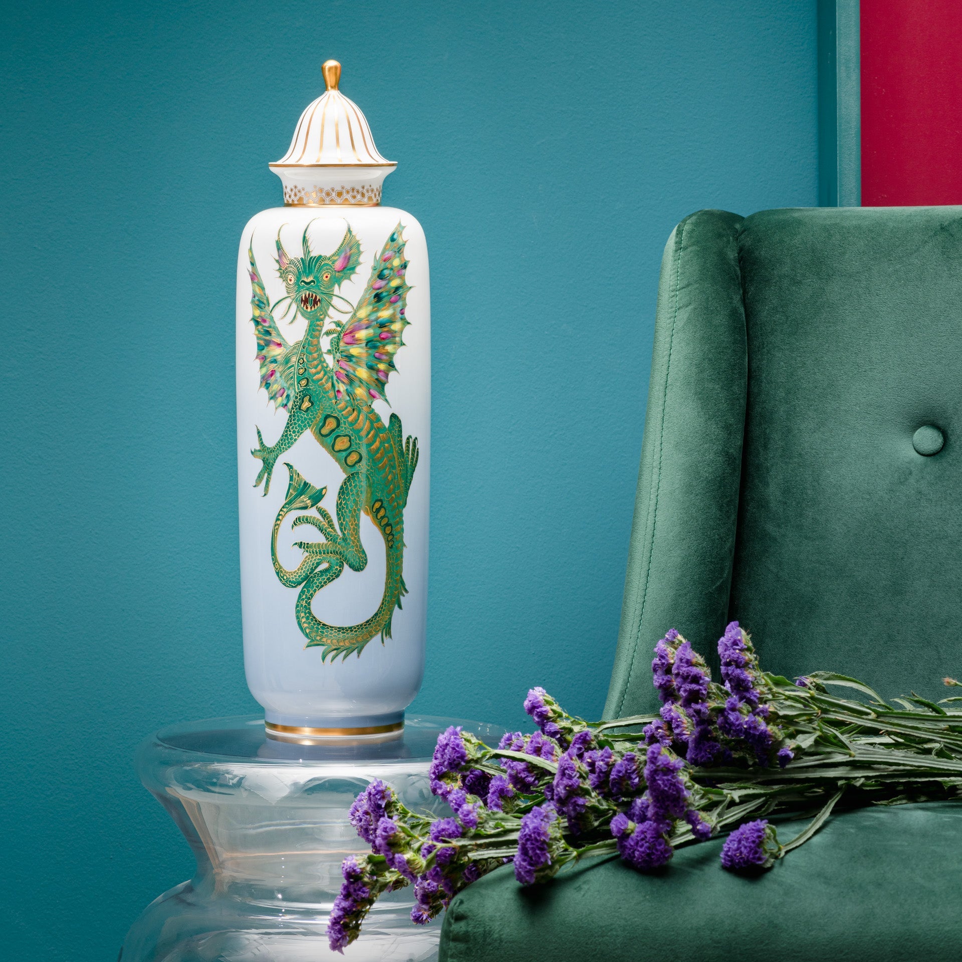 Vase Fantasiedrachen, Limitiert, H 49 cm | Meissen Limitierte Meisterwerke 59a584 - 51180 - Meissen Weimar