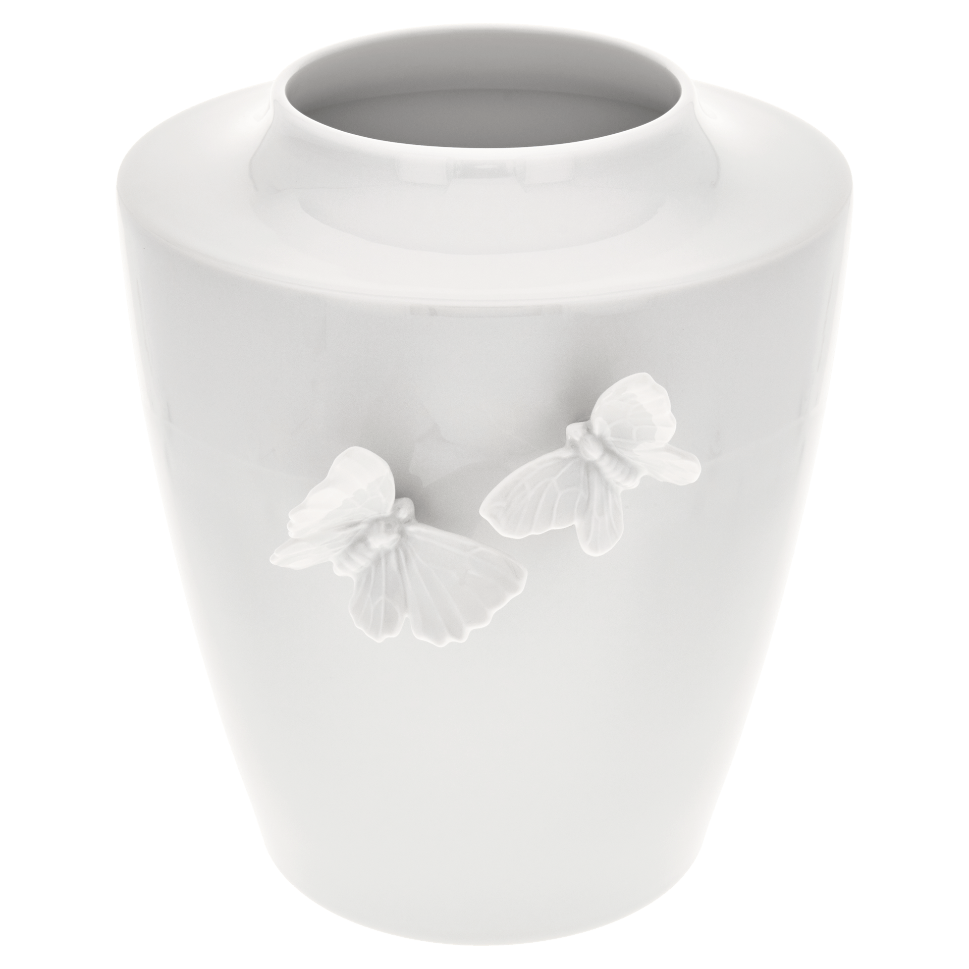 Vase, groß, rund, H 20,5 cm, weiß | Meissen Butterfly Collection 000001 - 50911 - Meissen Weimar