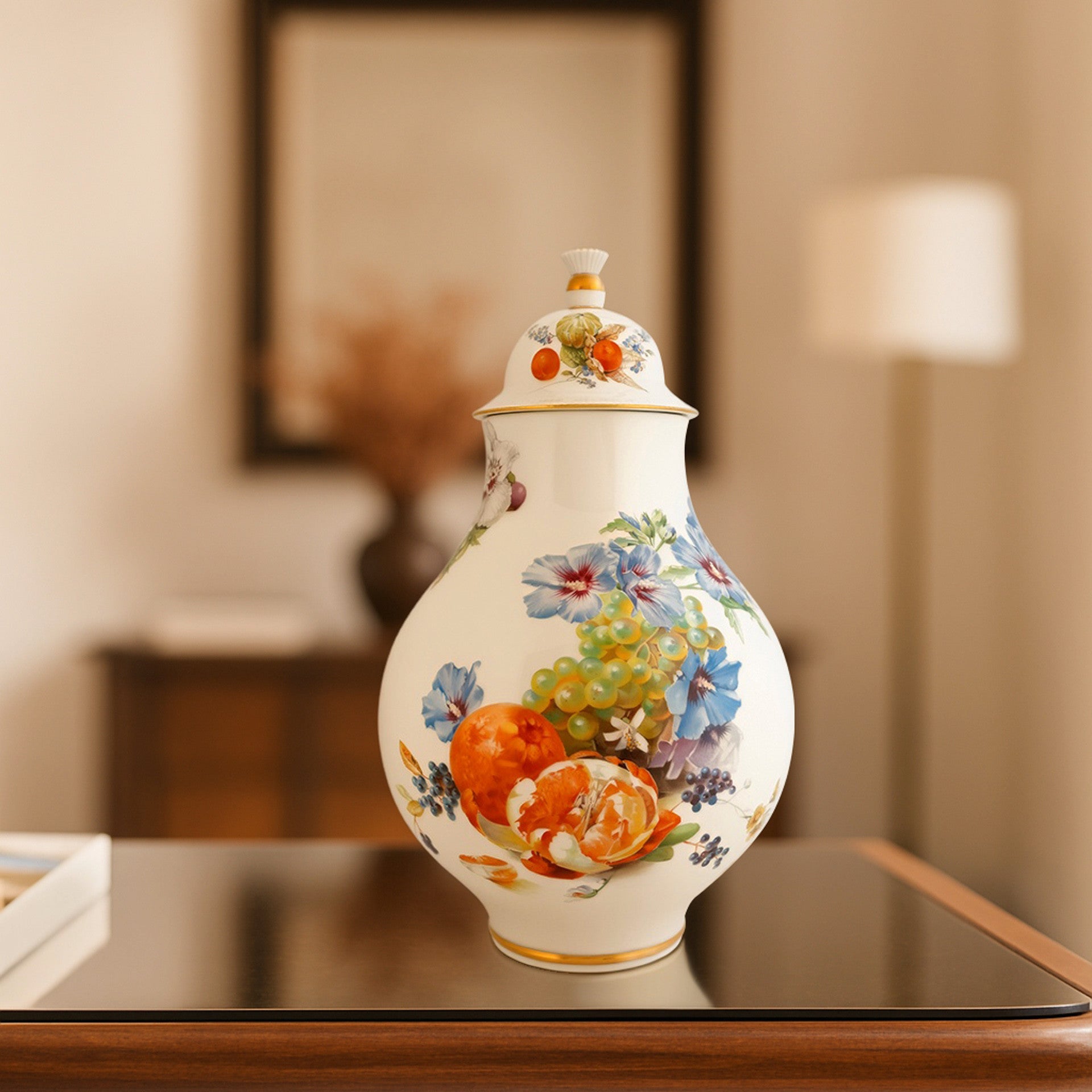 Vase "Hibiskus mit Früchten", Lim. 25, H 44 cm | Meissen Limitierte Meisterwerke 25B184-51931 - Meissen Weimar