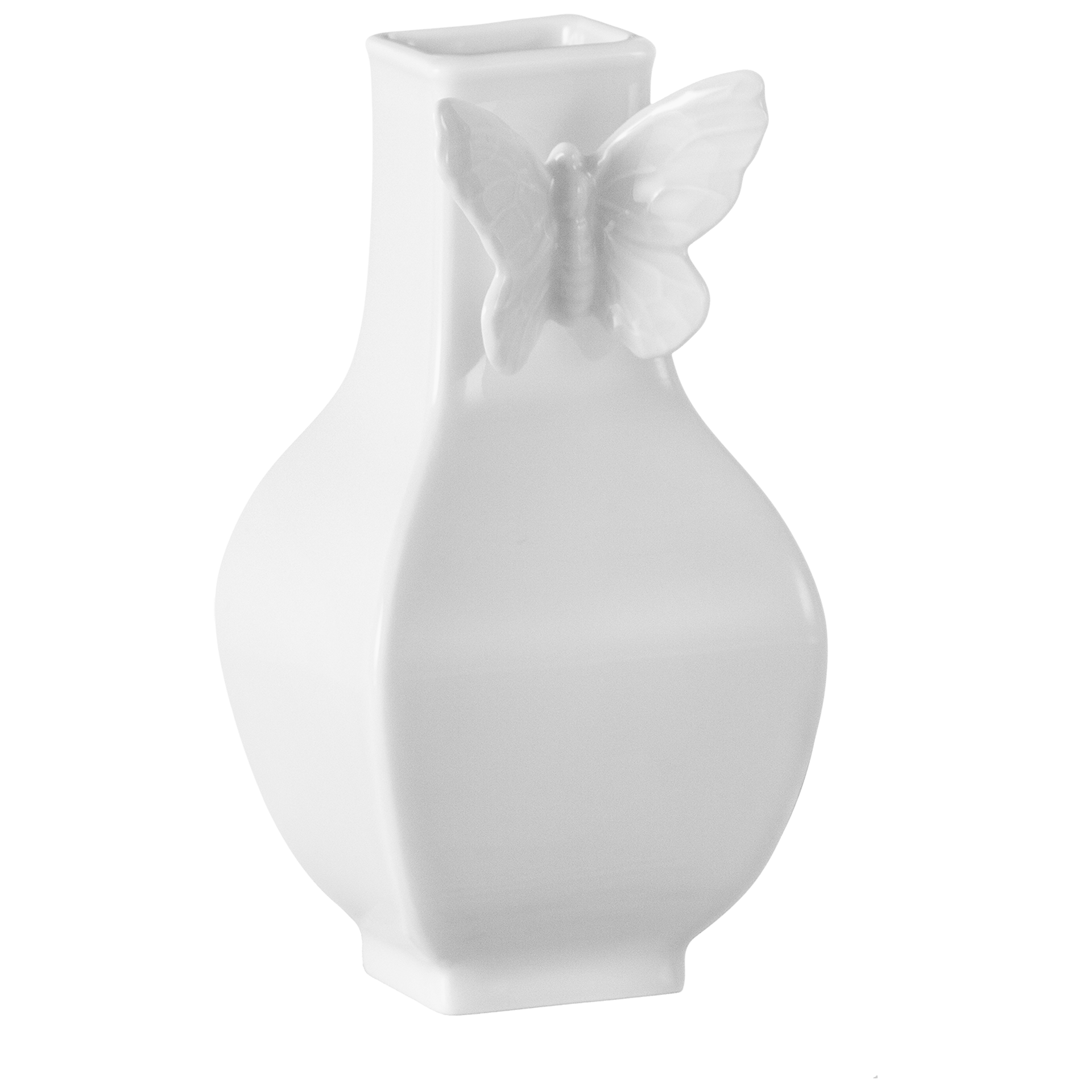 Vase, klein, eckig, H 13 cm, weiß | Meissen Butterfly Collection 000001 - 50908 - Meissen Weimar