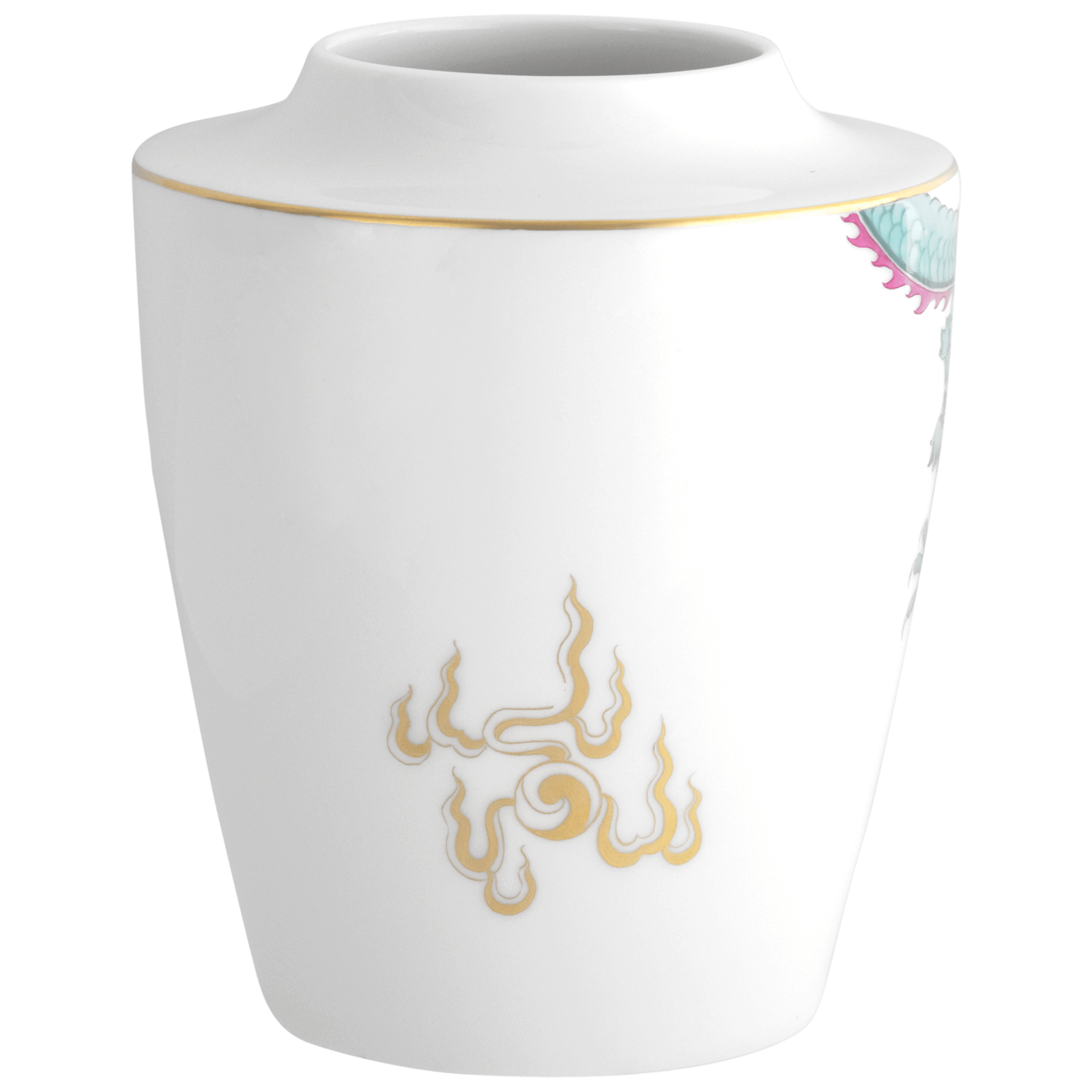 Vase klein, Malerei 'Glücksdrache', grün, purpur, gelb | Meissen Cosmopolitan 33A318 - 50532 - Meissen Weimar