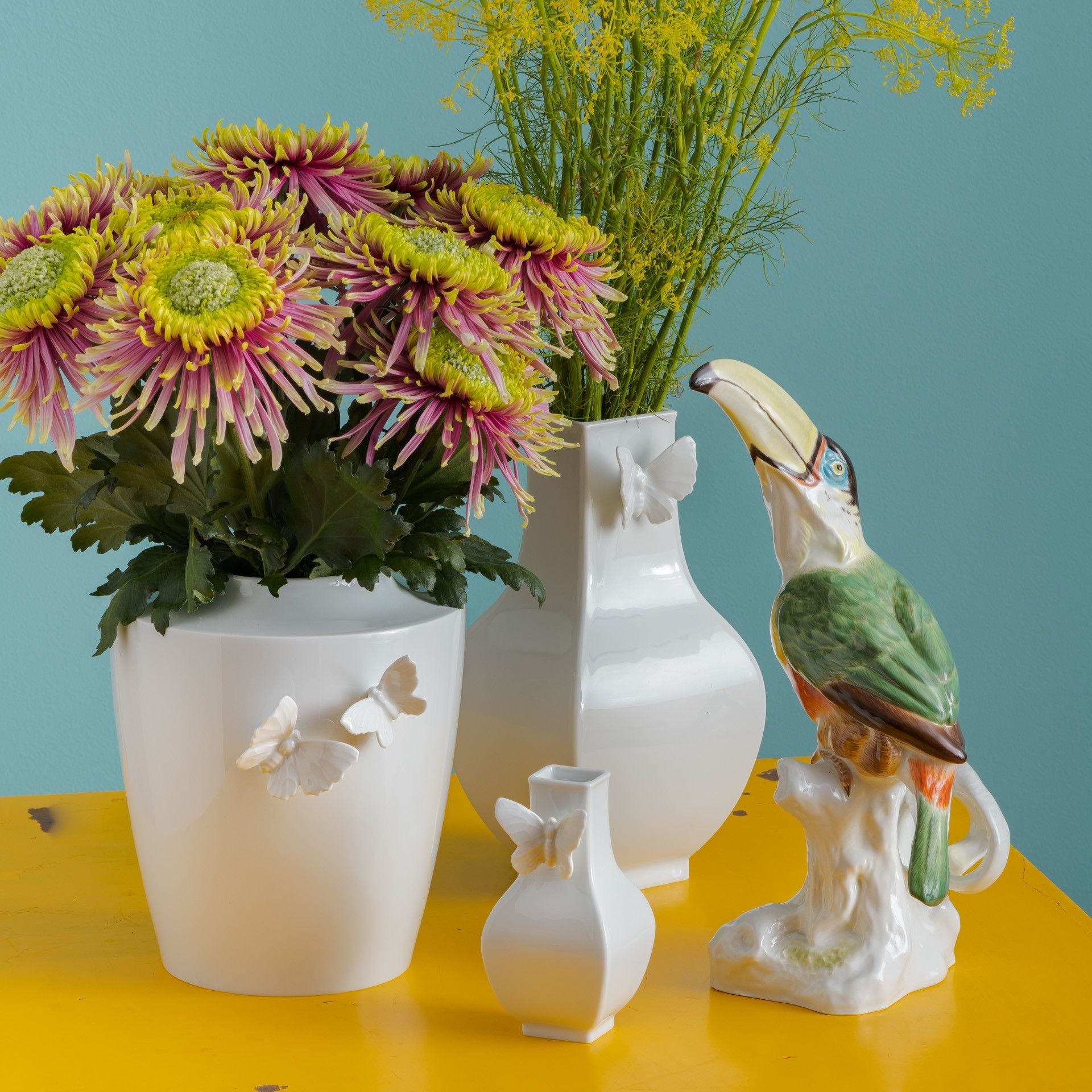 Vase, klein, rund, H 13,5 cm, weiß | Meissen Butterfly Collection 000001 - 50910 - Meissen Weimar
