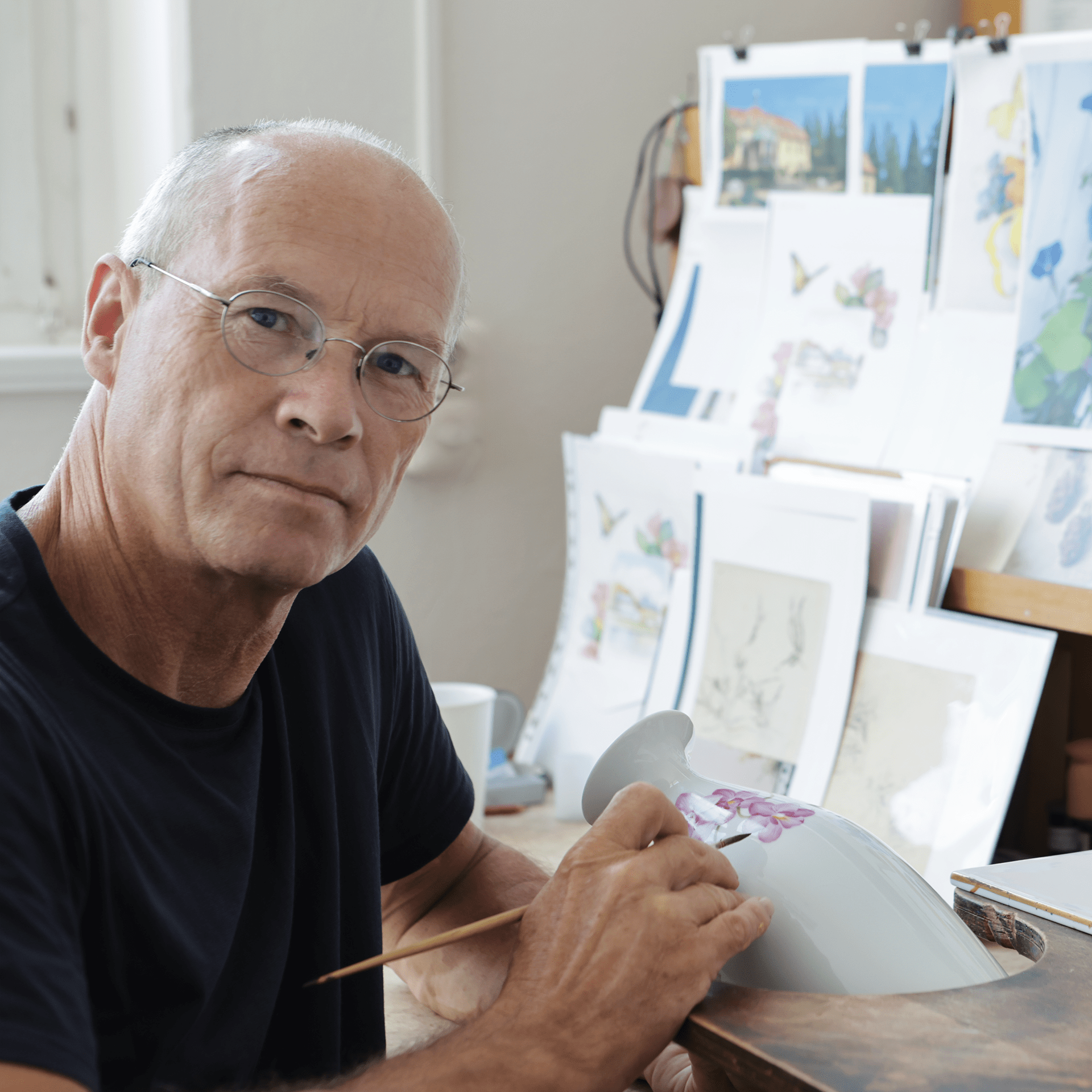 Vase Orchideenzweig gelb, H 28,5 cm, limitiert | Meissen Vasen Kollektion 238074-50301 - Meissen Weimar