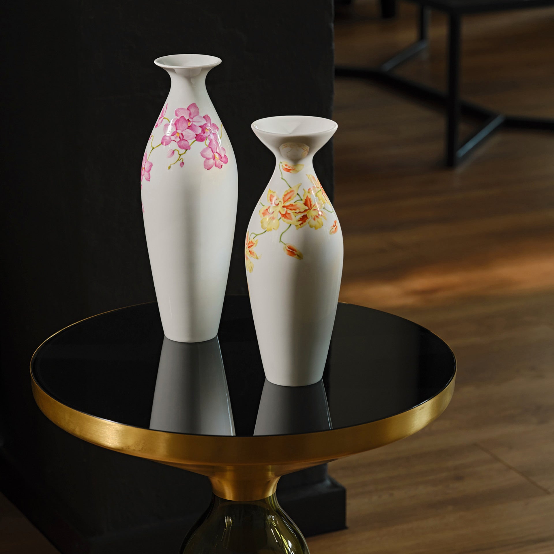 Vase Orchideenzweig pink, H 33 cm, limitiert 50 Stück | Meissen Vasen Kollektion 238074-50281 - Meissen Weimar