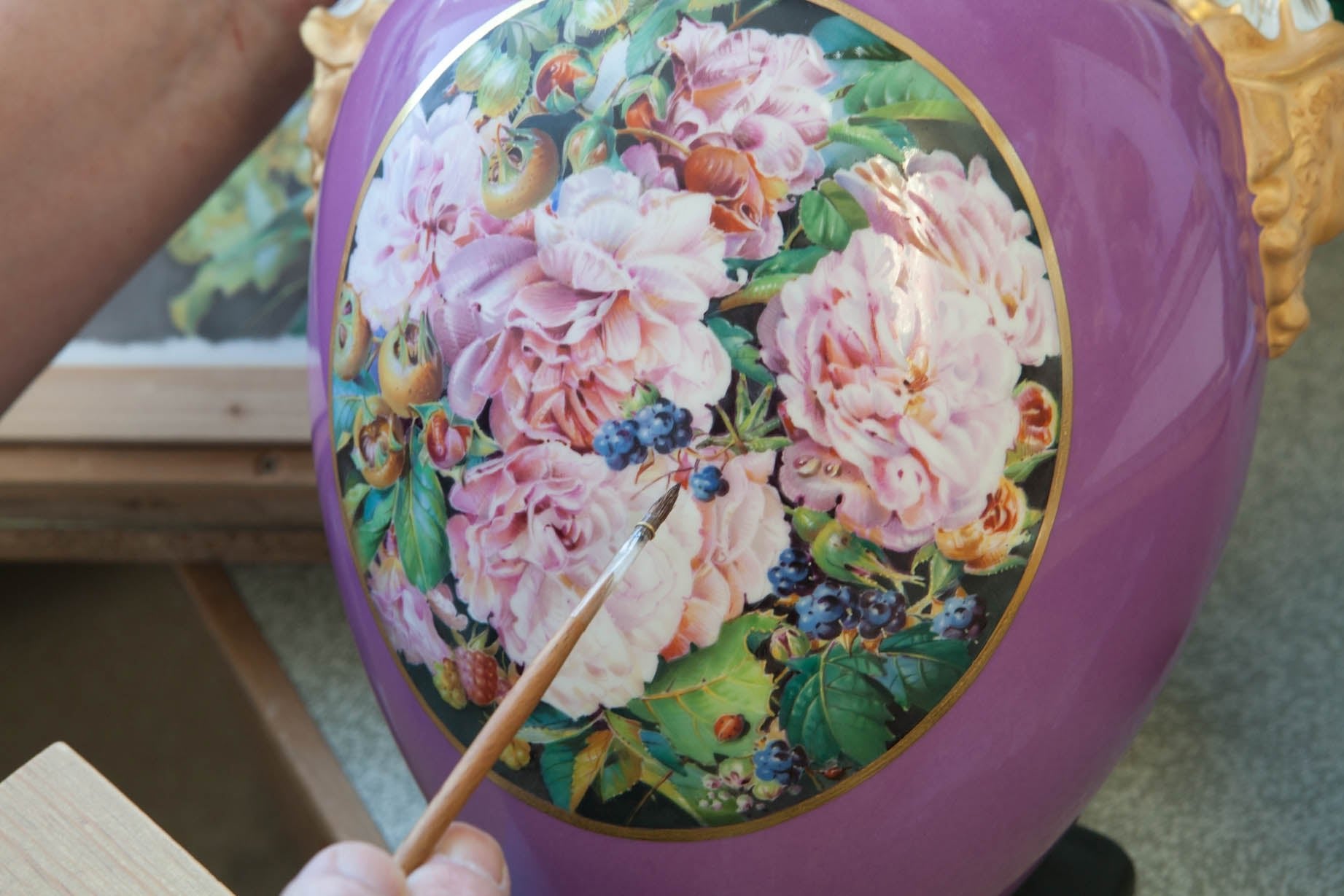 Vase Reiche Blumen - und Fruchtmalerei, H 52 cm | Meissen Limitierte Meisterwerke 254684 - 50m37 - Meissen Weimar