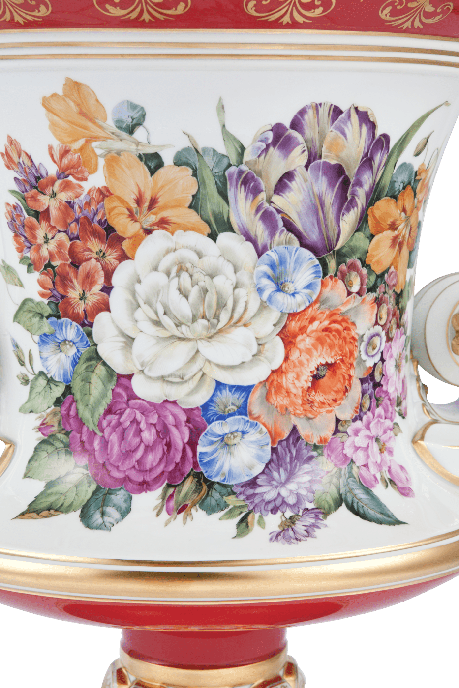 Vase Reiche Blumenmalerei, purpur glasiert, H 48,3 cm | Meissen Limitierte Meisterwerke 20a284 - 50m21 - Meissen Weimar