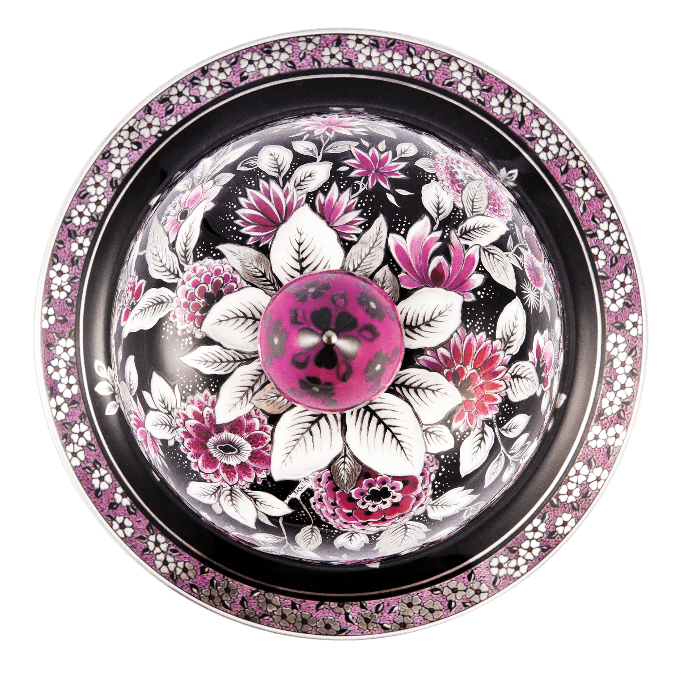 Vase Reiche indische Malerei, purpur, schwarz und platin, H 53 cm, limitiert | Meissen Limitierte Meisterwerke 57a184 - 51114 - Meissen Weimar