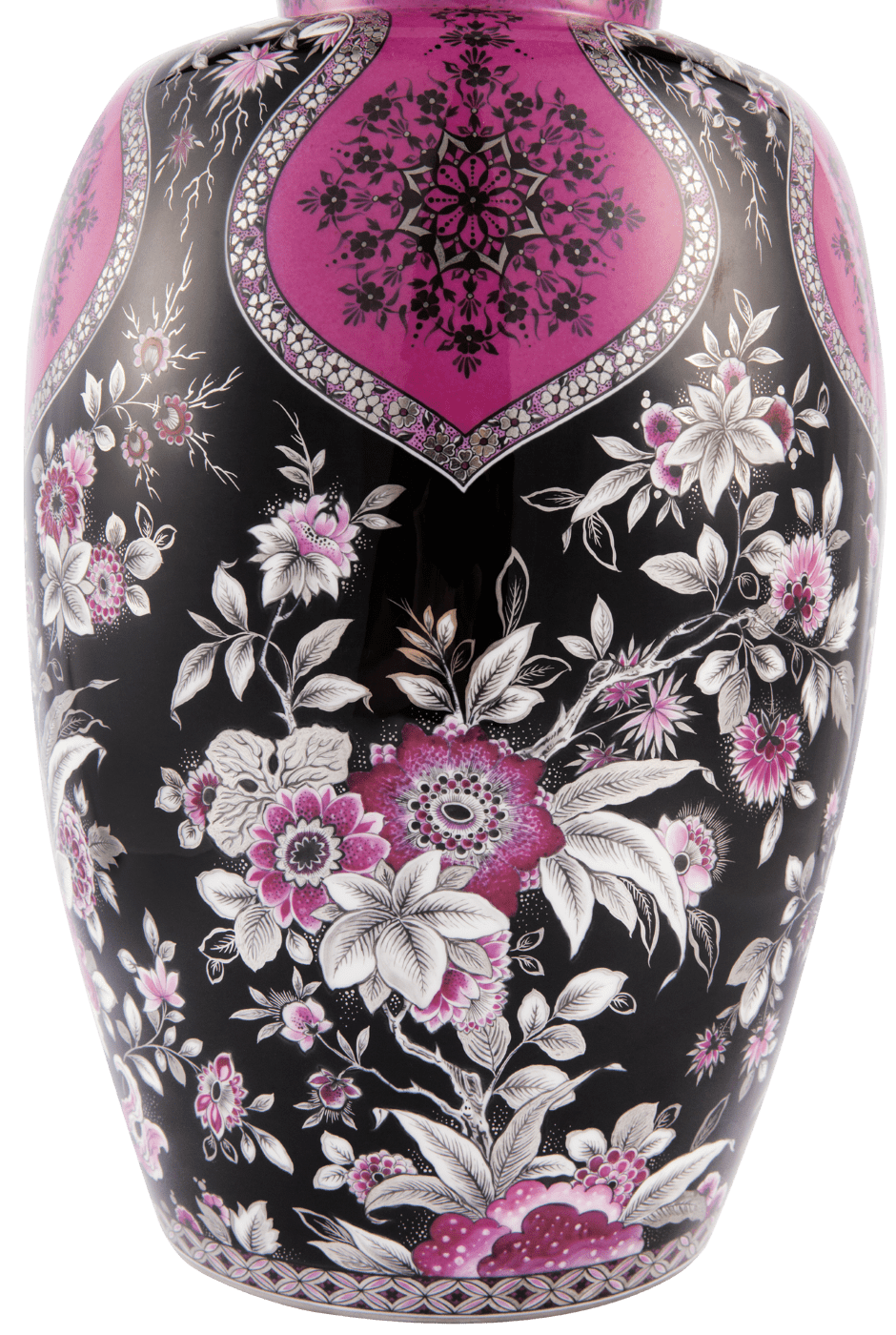 Vase Reiche indische Malerei, purpur, schwarz und platin, H 53 cm, limitiert | Meissen Limitierte Meisterwerke 57a184 - 51114 - Meissen Weimar