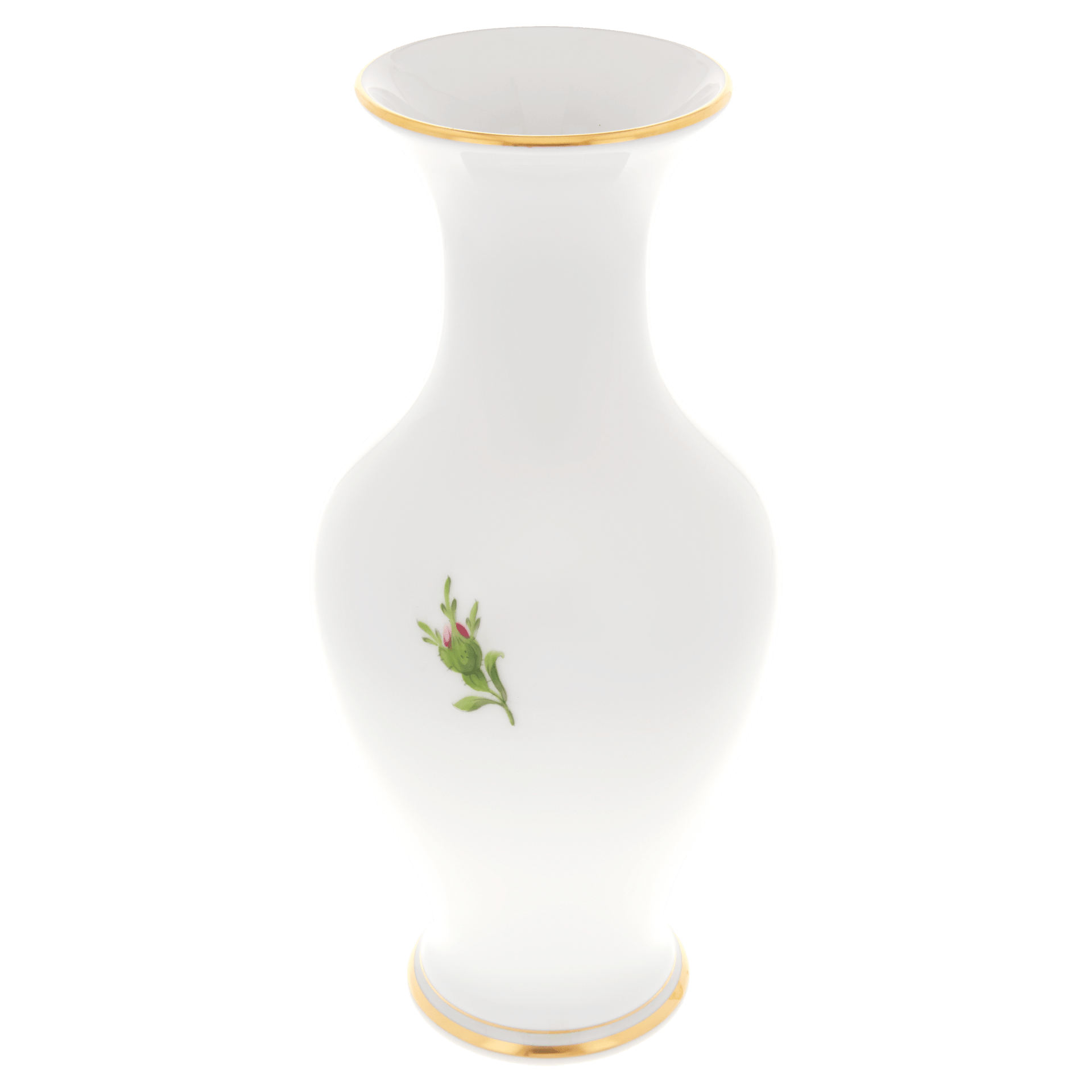 Vase, Rose mitte, bunt, Goldrand, H 24 cm | Meissen Porzellan - Kollektion Neuer Ausschnitt 020110 - 50198 - Meissen Weimar