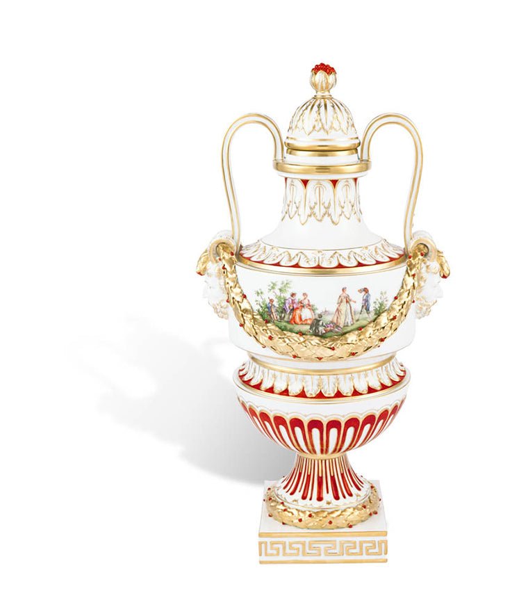 Vase Rot - Gold, H 54 cm, limitiert | Meissen Limitierte Meisterwerke 29a384 - 51239 - Meissen Weimar
