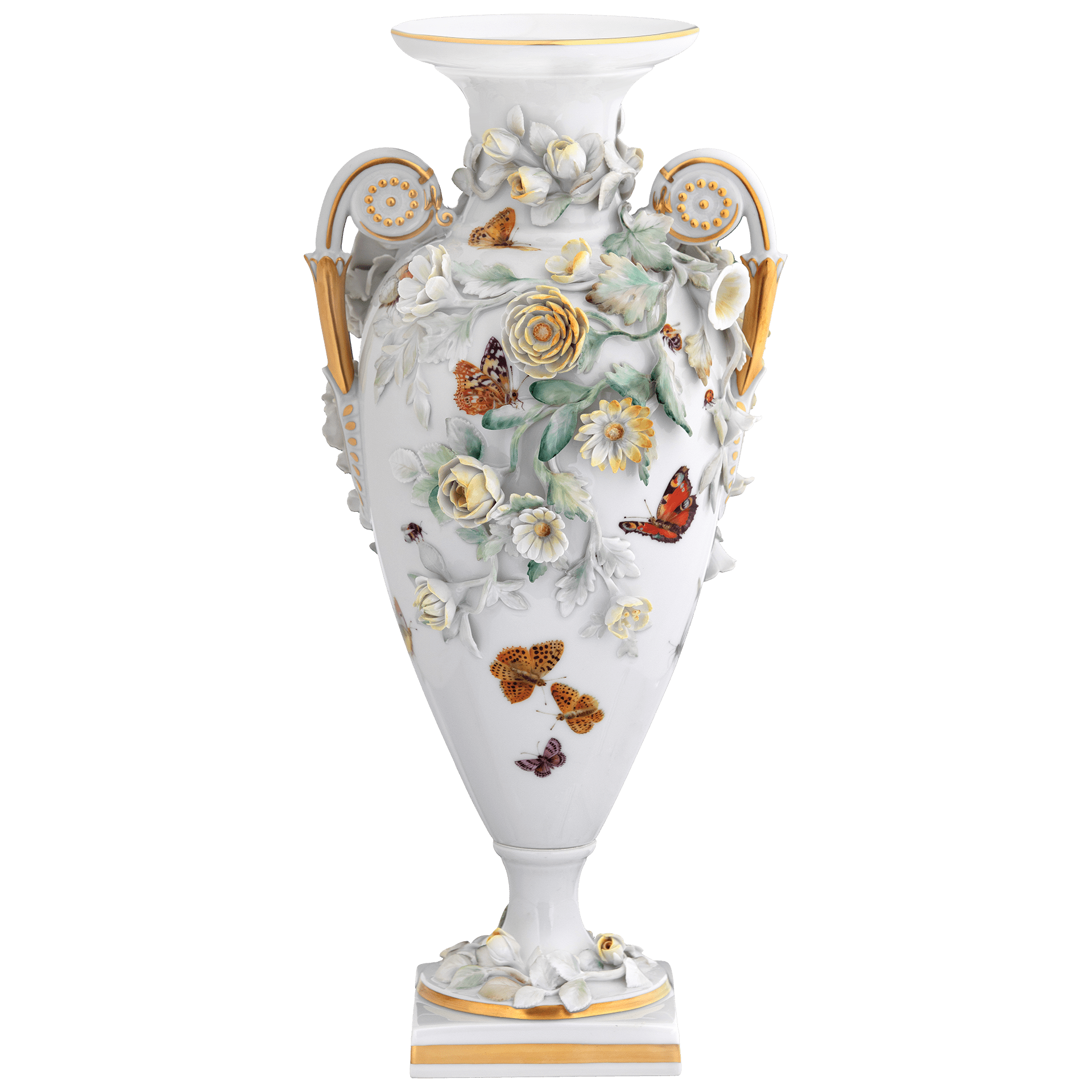 Vase, Schmetterlinge im Blütenmeer, Lim. 10, H 36 cm | Meissen Opulenz 90B384 - 82M11 - Meissen Weimar