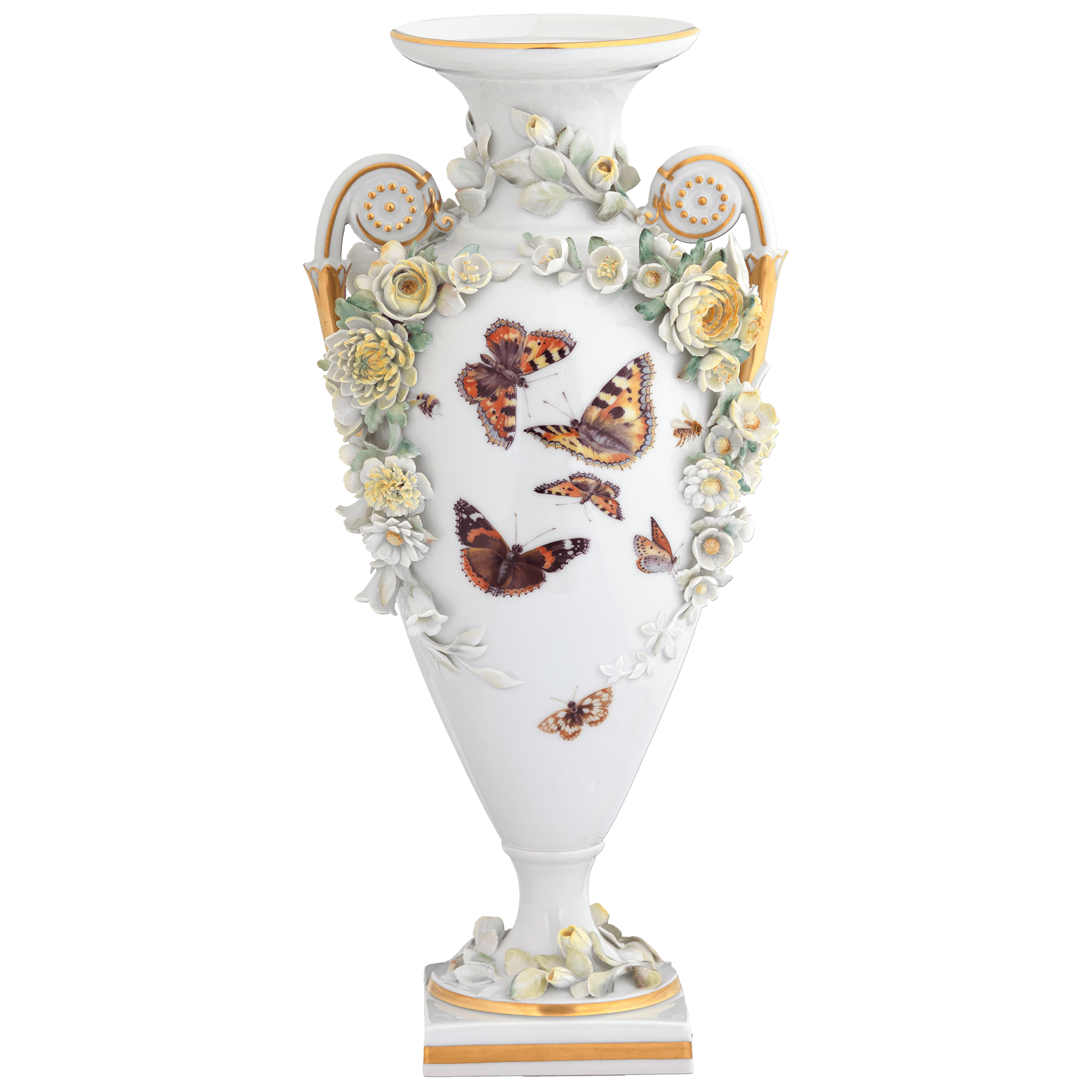 Vase, Schmetterlinge im Blütenmeer, Lim. 10, H 36 cm | Meissen Opulenz 90B384 - 82M11 - Meissen Weimar