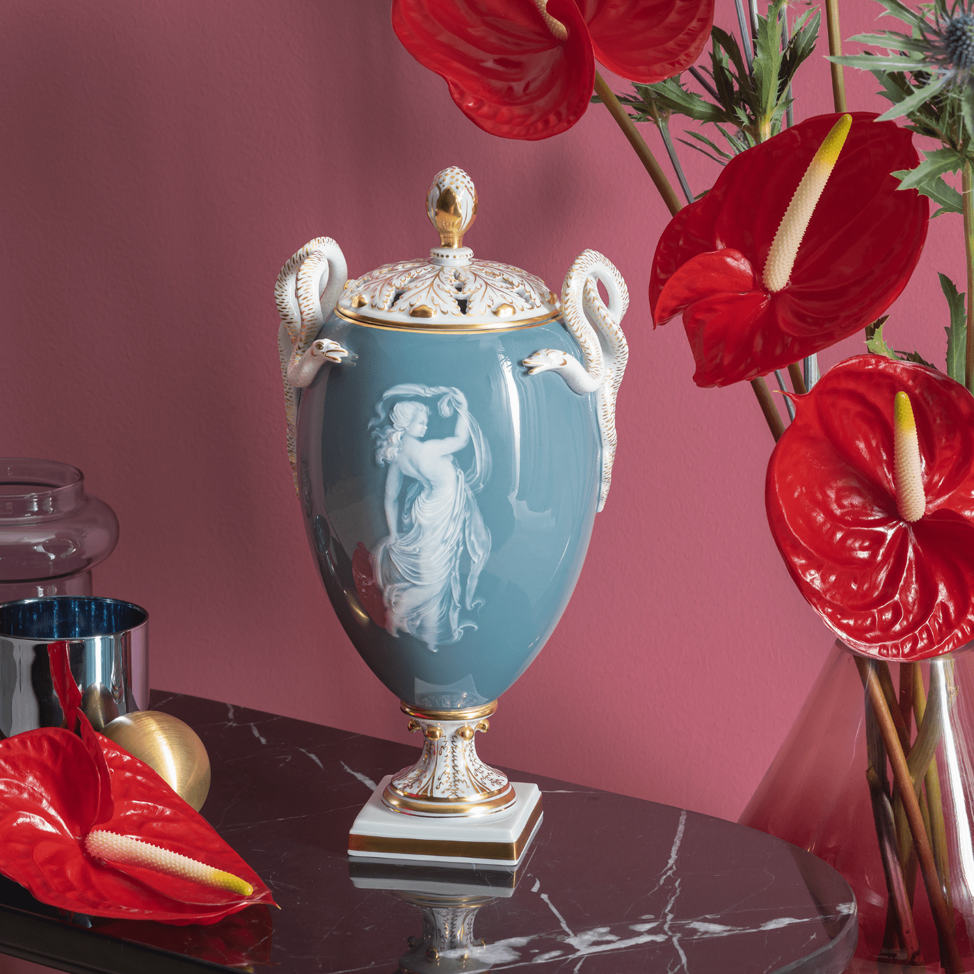 Vase Tanzende Nymphe mit Schleier, H 32 cm | Meissen Limitierte Meisterwerke 892784 - 59233 - Meissen Weimar