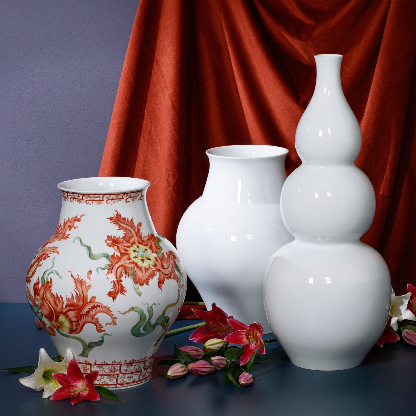 Vase Weiß H 44 cm | Meissen Kollektion Markenzeichen 000001 - 50443 - Meissen Weimar
