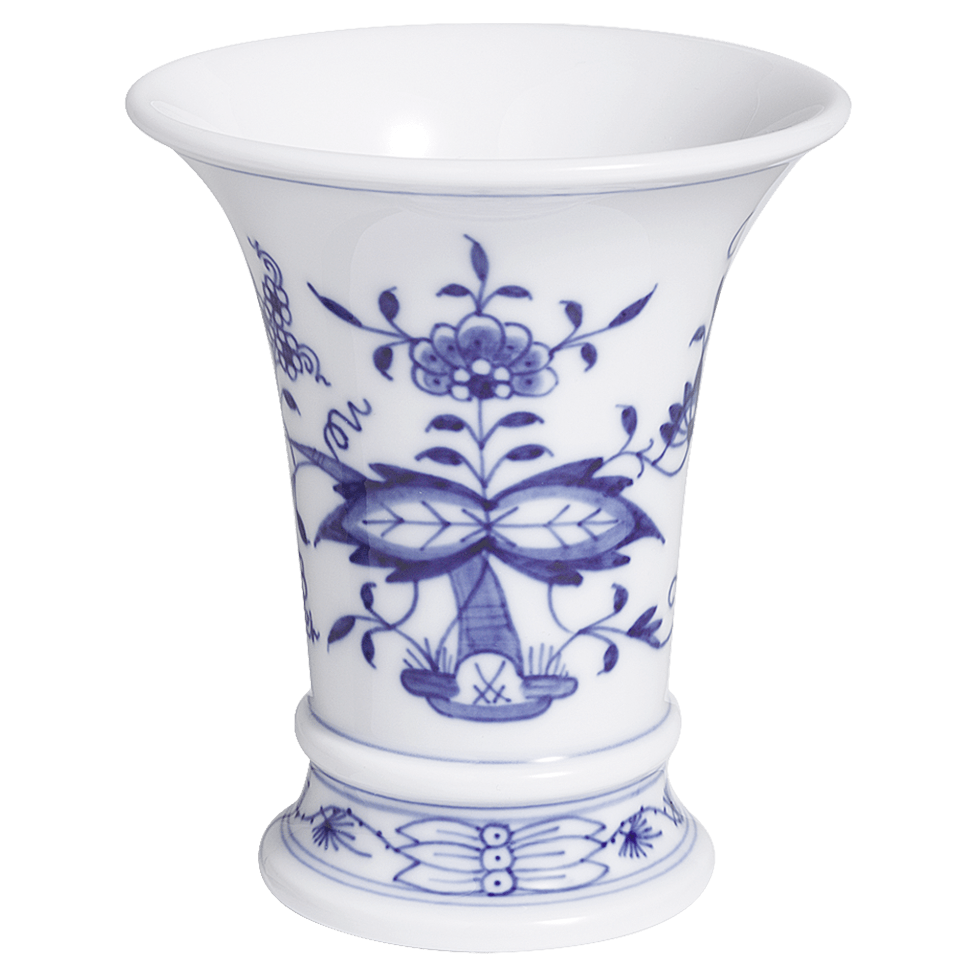 Vase, Zwiebelmuster, kobaltblau, weißer Rand, H 14 cm | Meissen Form 'Neuer Ausschnitt' 800101 - 50034 - Meissen Weimar