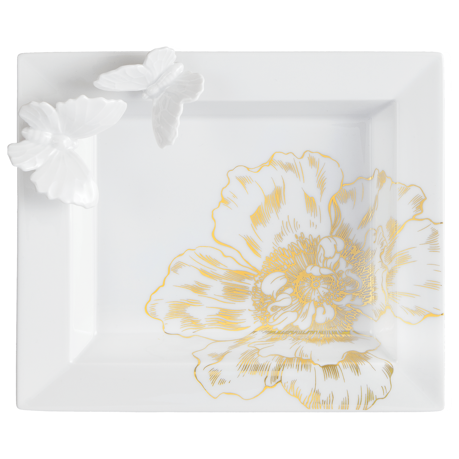 Vide - Poche, "Butterfly Collection", groß, "Giant Bloom Gold", 21 x 18 cm | Meissen Butterfly Collection 79A830 - 53280 - Meissen Weimar