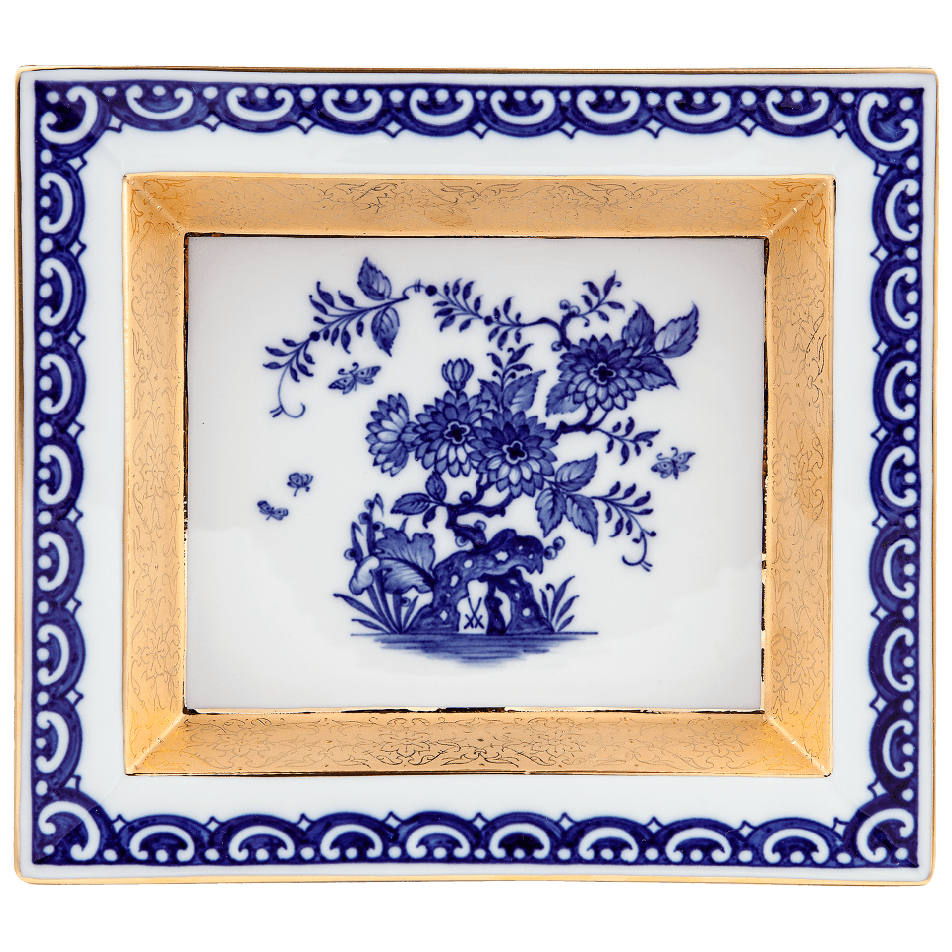 Vide - Poches - Schale 21x18,5 cm, blaue Malerei "Indische Blumenmalerei" | Meissen Kollektion Johann Jakob Irminger 82A984 - 53274 - Meissen Weimar