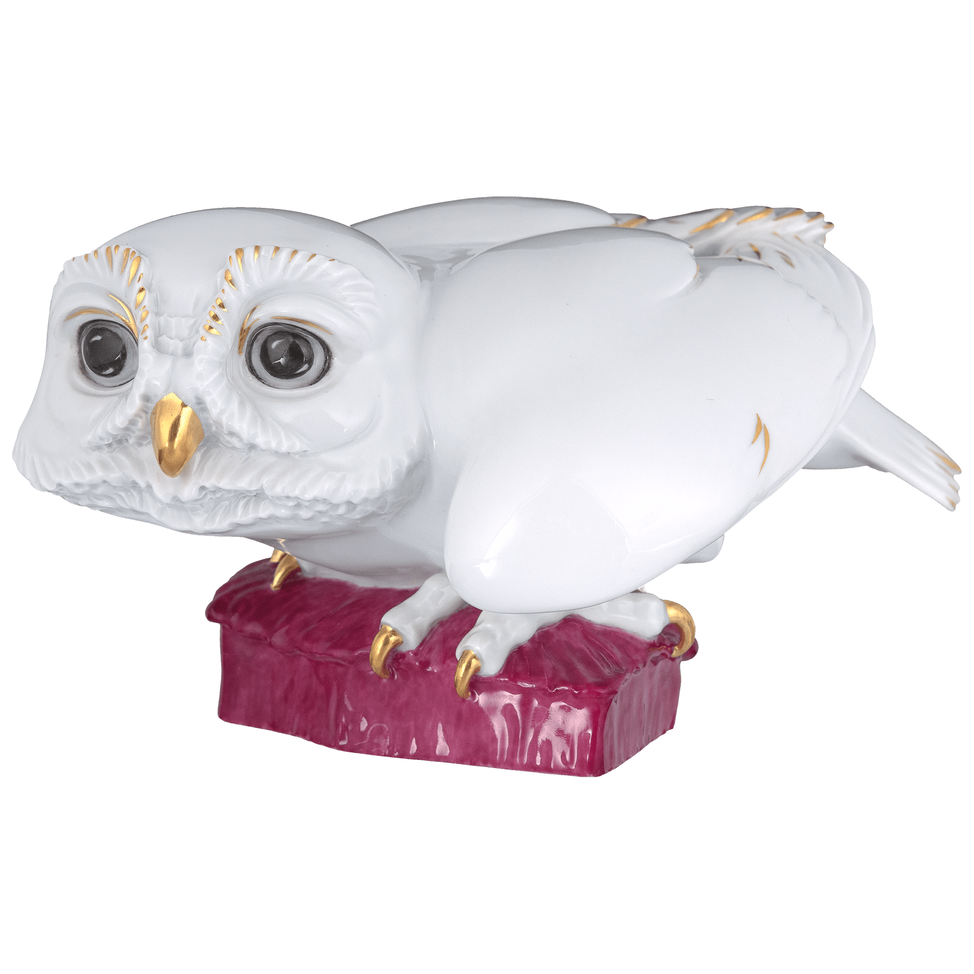 Vogel Eule, Purpur und Gold staffiert, H 8 cm | Meissen Einzelplastik 90A458 - 77249 - Meissen Weimar