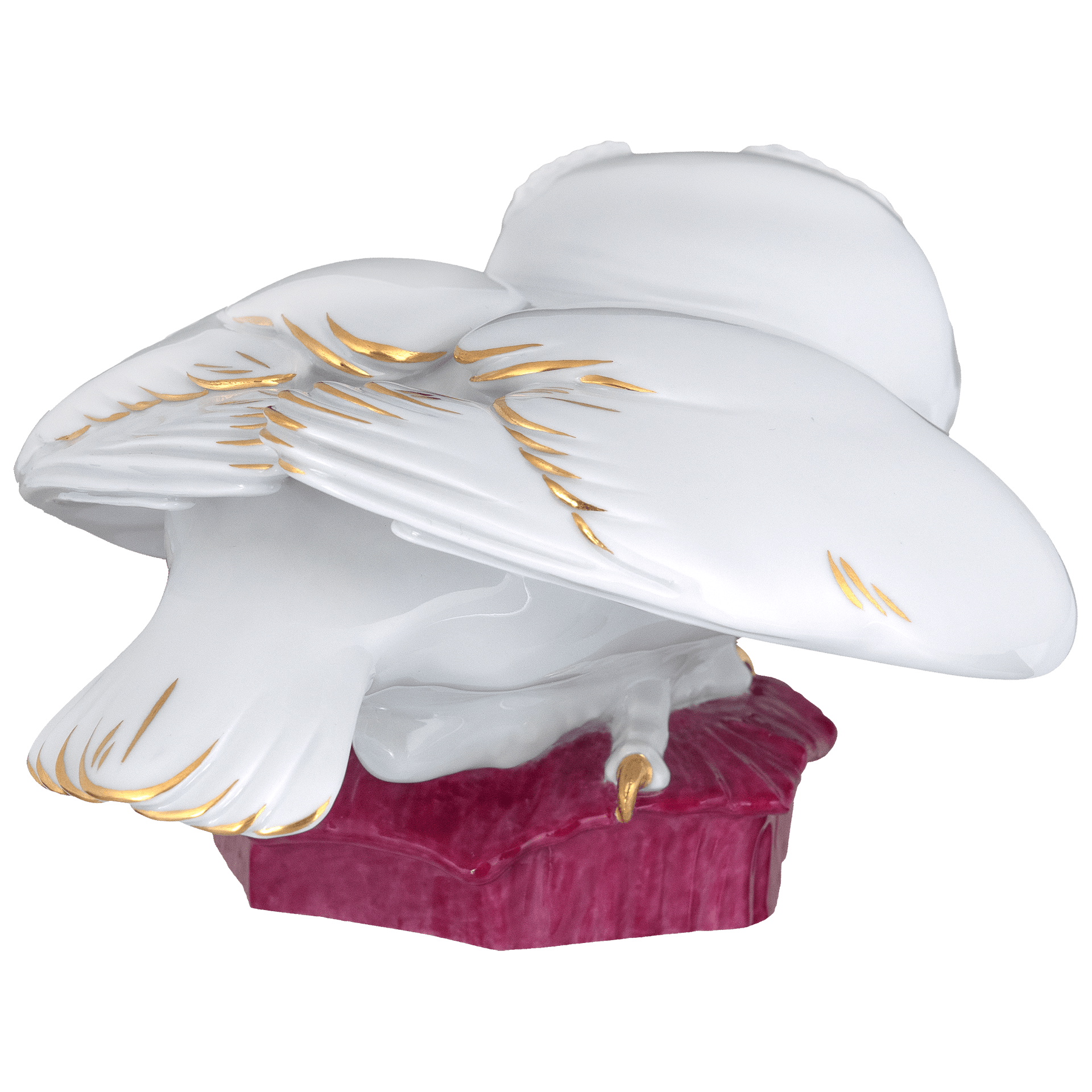 Vogel Eule, Purpur und Gold staffiert, H 8 cm | Meissen Einzelplastik 90A458 - 77249 - Meissen Weimar