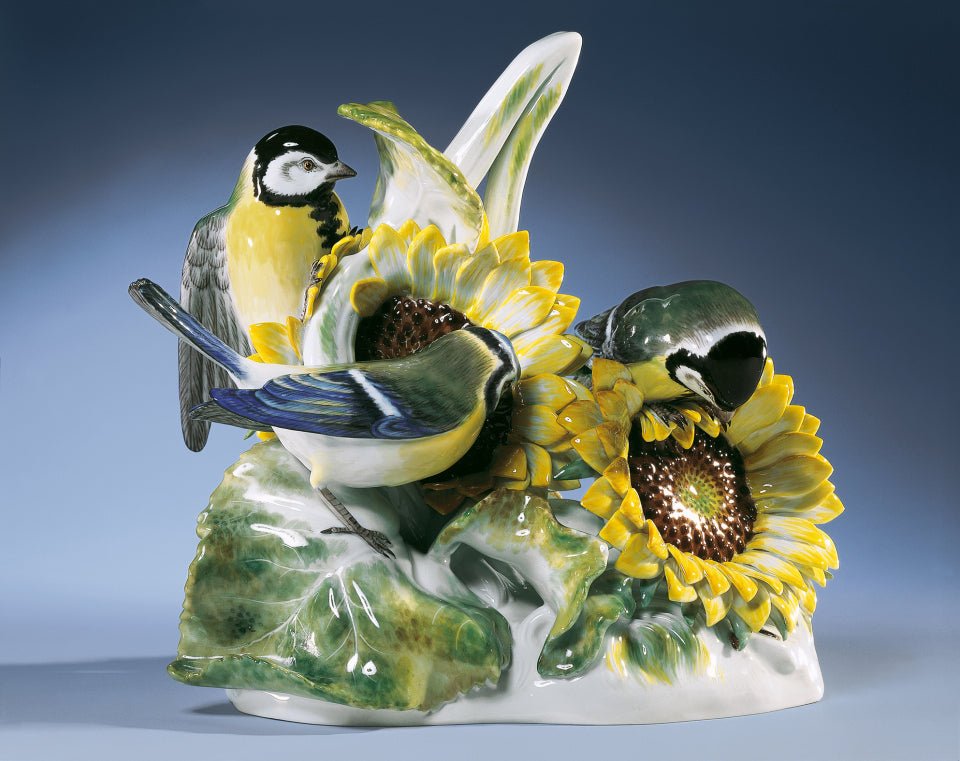 Vogelgruppe Meisen, Bunt staffiert, H 19 cm | Meissen Porzellan 900100 - 77281 - Meissen Weimar