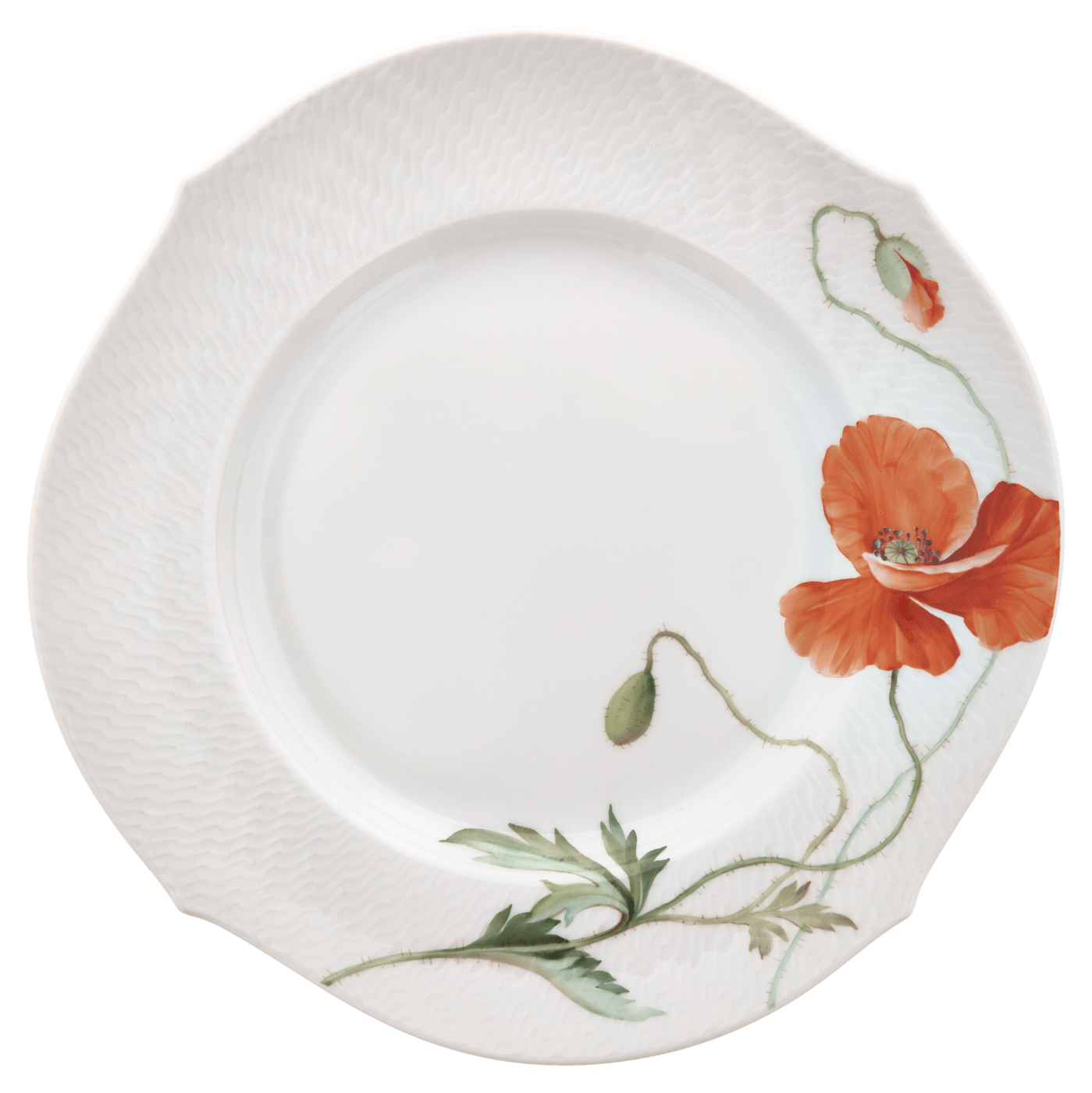 Vorspeise - und Dessertteller, Blumenmalerei "Wilder Mohn", rot, weißer Rand, Ø 22,5 cm | Meissen Wellenspiel Relief 615201 - 29472 - Meissen Weimar