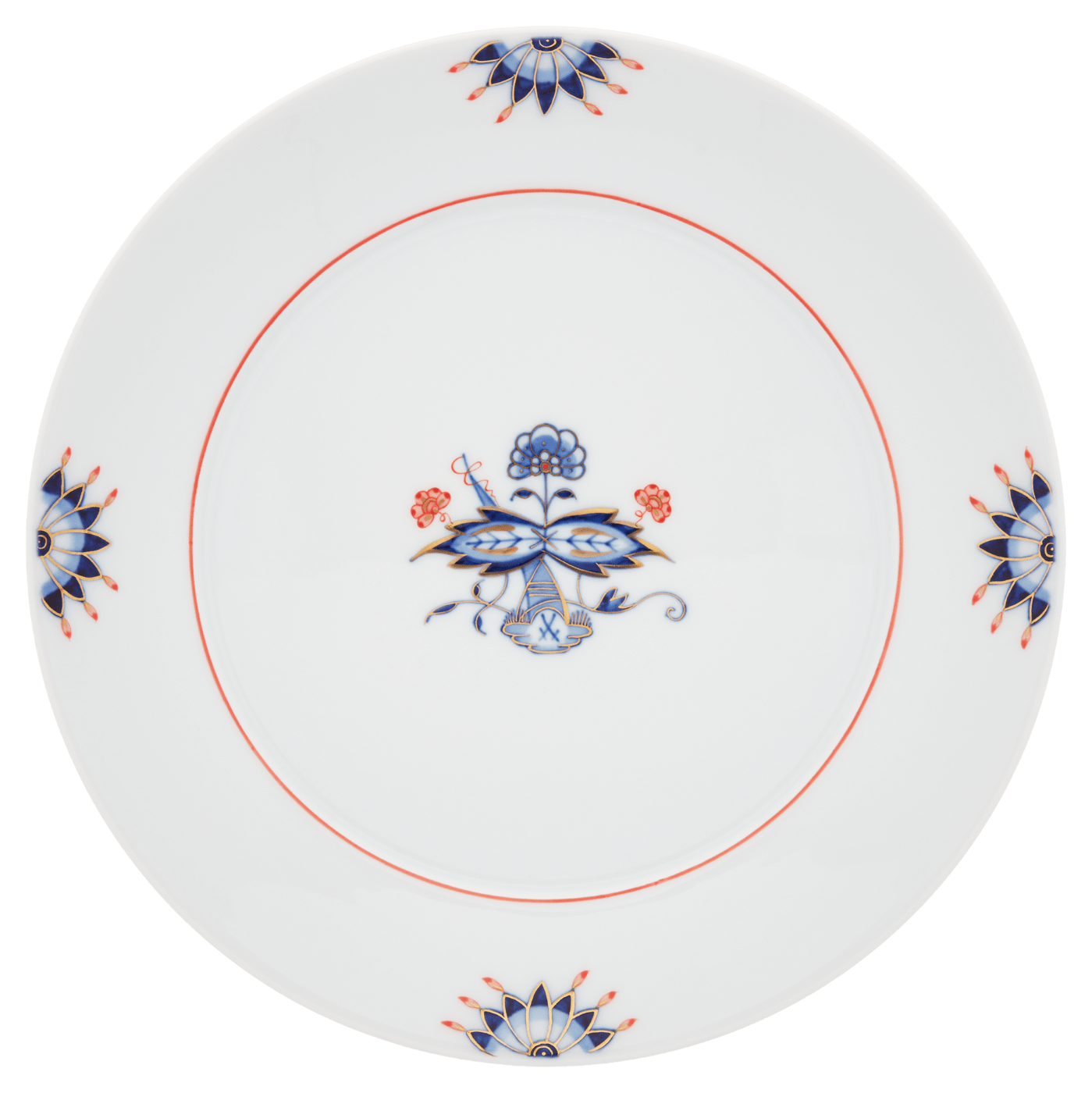 Vorspeise - und Dessertteller, Blütenknospen, Doppelblatt, kobaltblau, rot, gold, Ø 22 cm | Meissen No. 41 Noble Blue 802790 - 41473 - Meissen Weimar