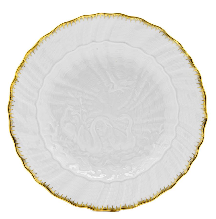 Vorspeise - und Dessertteller, Goldkante, Goldrand, Ø 20 cm | Meissen Schwanendessin 999952 - 05472 - Meissen Weimar