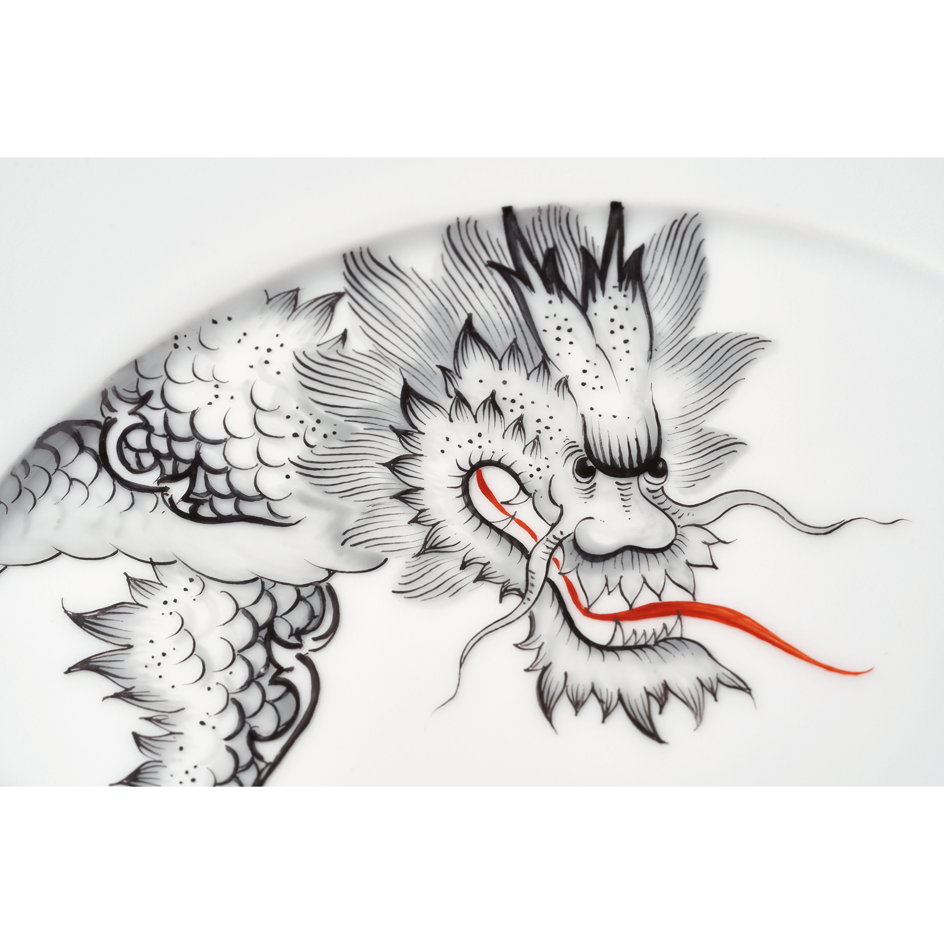 Vorspeise - und Dessertteller, Ø 22 cm, Ming - Drache, schwarz | Meissen Vitruv 33A311 - 43473 - Meissen Weimar