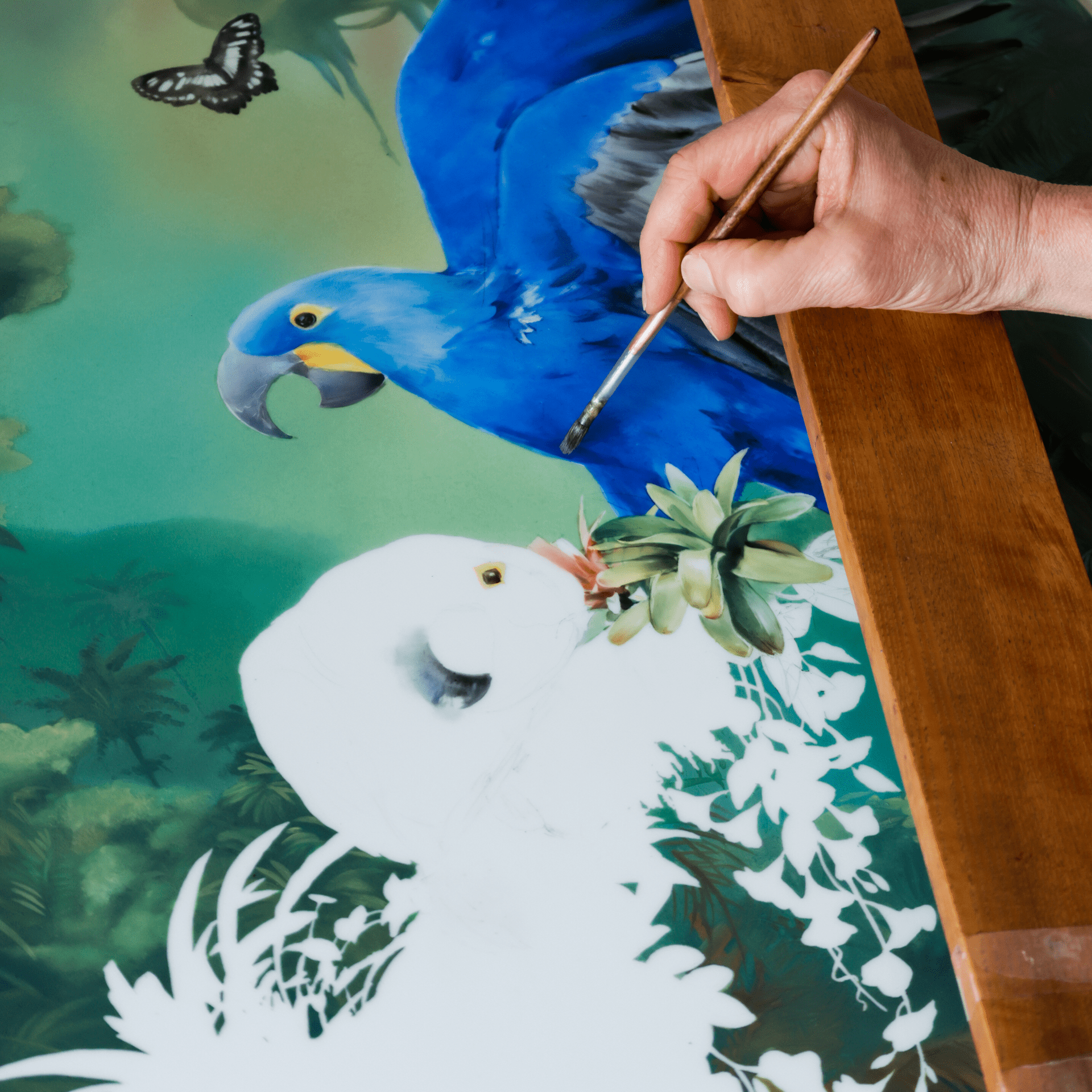 Wandbild Amazonas Blaue Aras, H 75 cm | Meissen Exklusiv - Kollektion 930280-9m221 - Meissen Weimar
