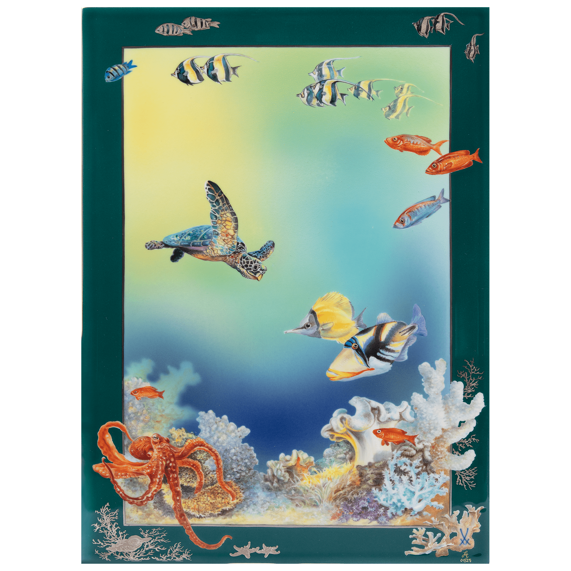 Wandbild Faszinierende Unterwasserwelt, Porzellan, H 43 cm, Limitierte Auflage 25 Stück | Meissen Limitierte Meisterwerke 936984 - 9m231 - Meissen Weimar