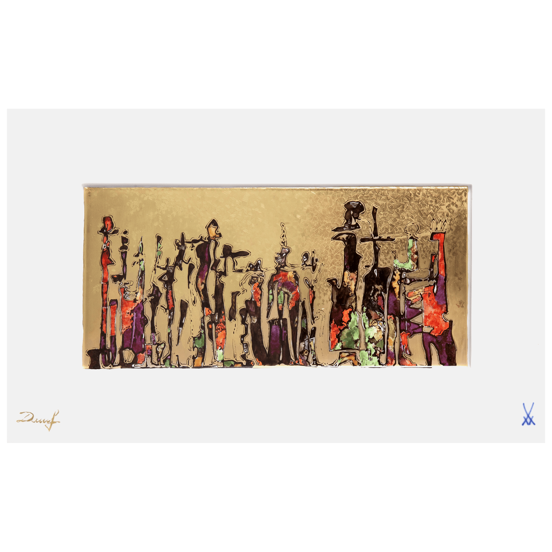 Wandbild, Figurationen vor Gold, 21.5 x 35 cm | Meissen Atelier - Edition 930103 - 9m211 - Meissen Weimar