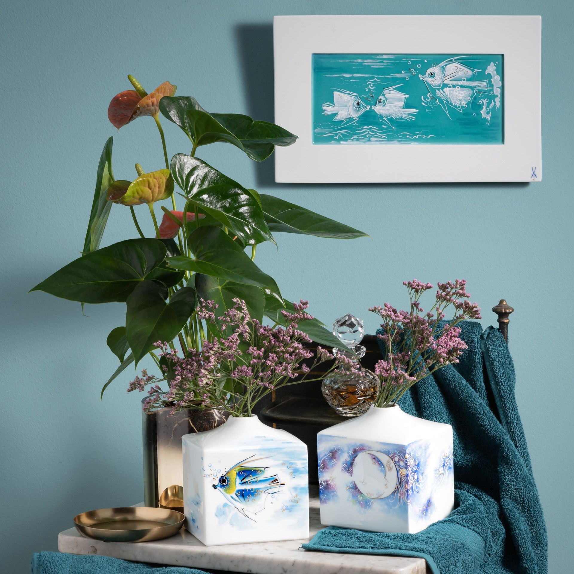 Wandbild, Fisch - Flirt in Türkis, 21,5 x 35 cm | Meissen Wandbilder - Edition 936974 - 9m211 - Meissen Weimar