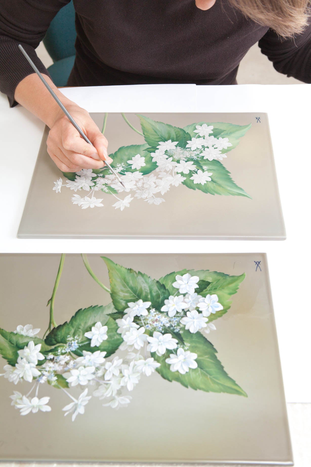 Wandbild Hortensienblüte L 55 cm H 43 cm, limitiert | Meissen Limitierte Meisterwerke 932684 - 9m550 - Meissen Weimar