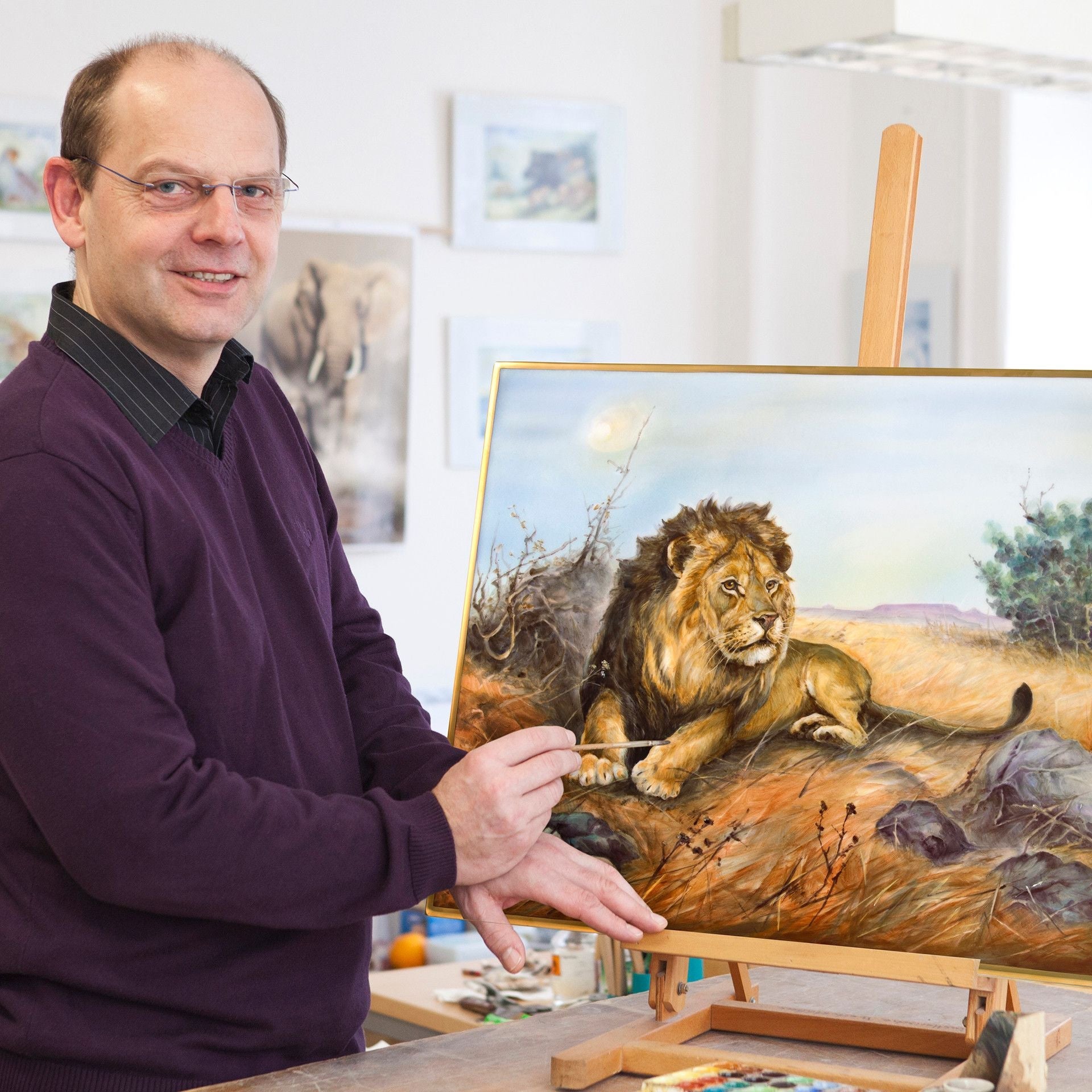 Wandbild Löwe Porzellan 36 x 53 cm | Meissen Limitierte Meisterwerke 936584 - 9m233 - Meissen Weimar