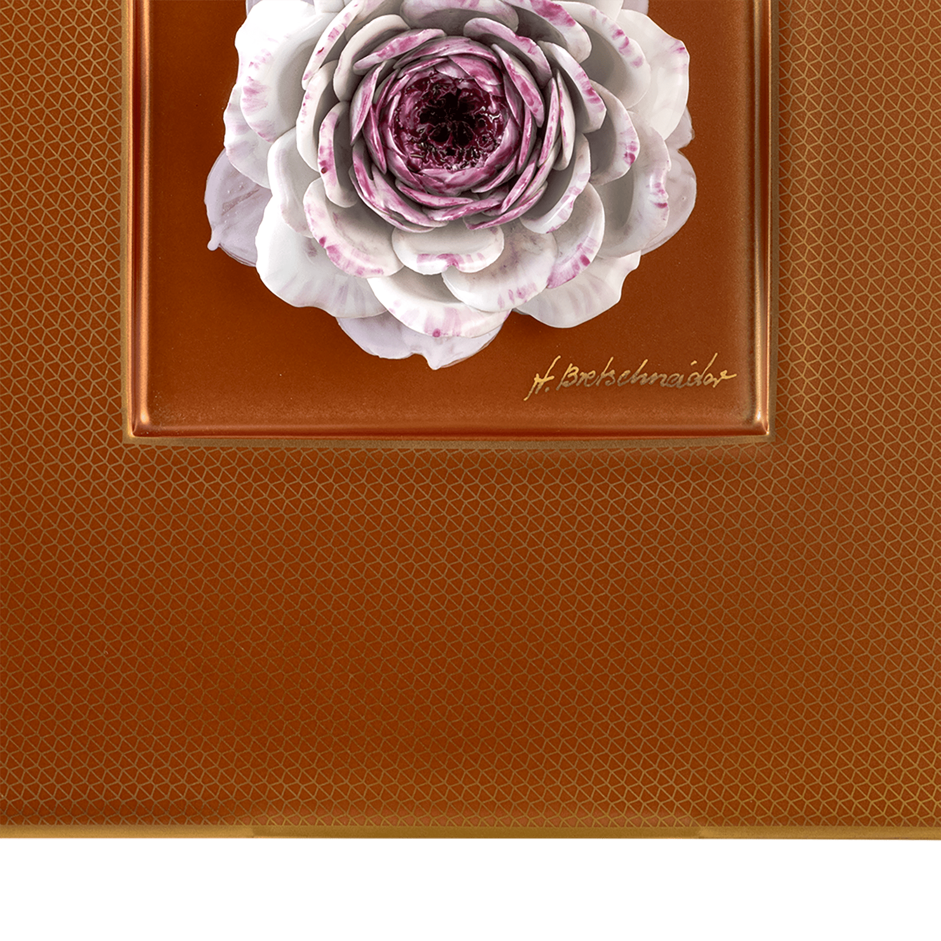 Wandbild Purpur Rosenblüte, Porzellan, 23 x 23 cm | Meissen Wandbilder - Edition 63c059-u6679 - Meissen Weimar