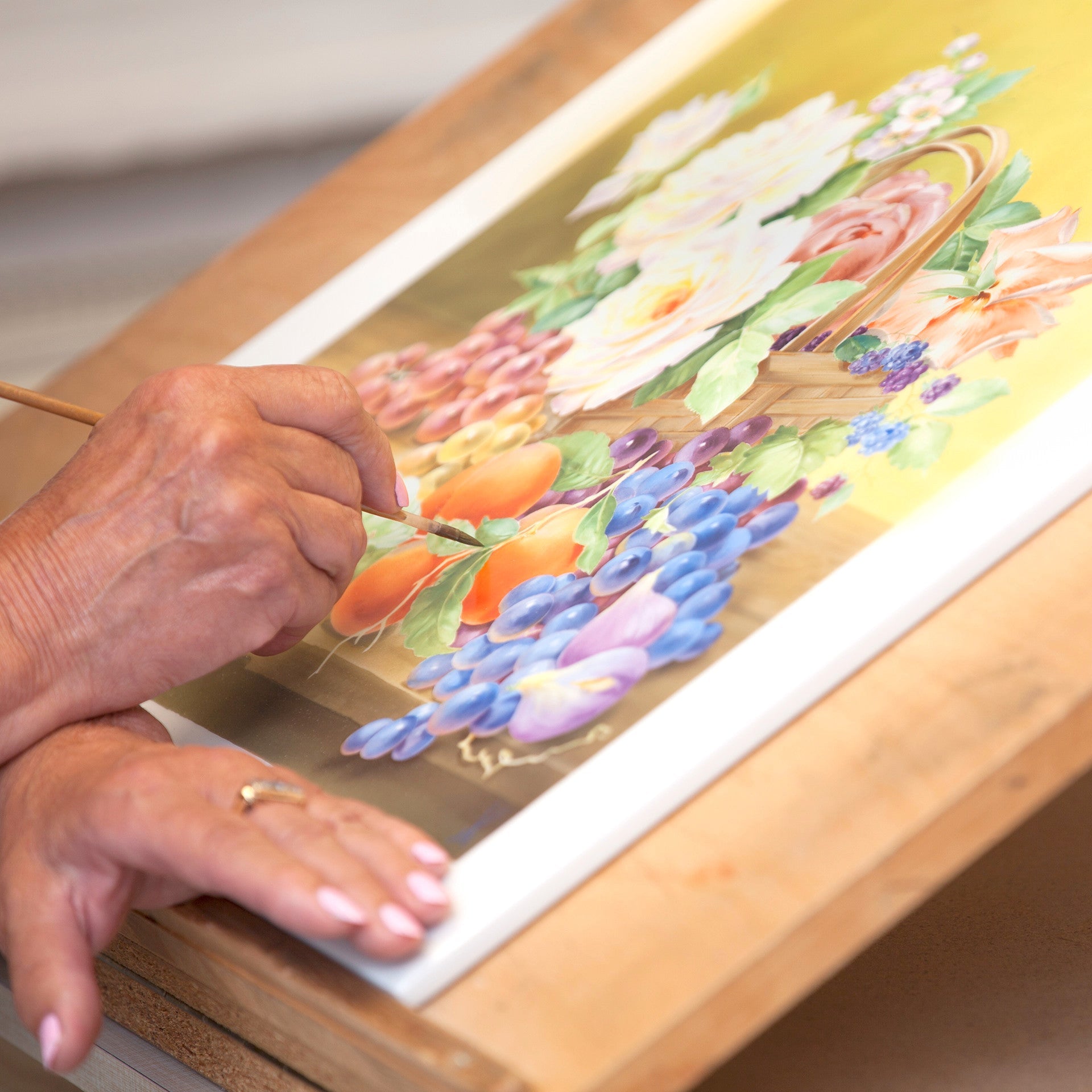 Wandbild Rosenkorb, Limitiert, 45 x 45 cm | Meissen Limitierte Meisterwerke 932l84-9m015 - Meissen Weimar