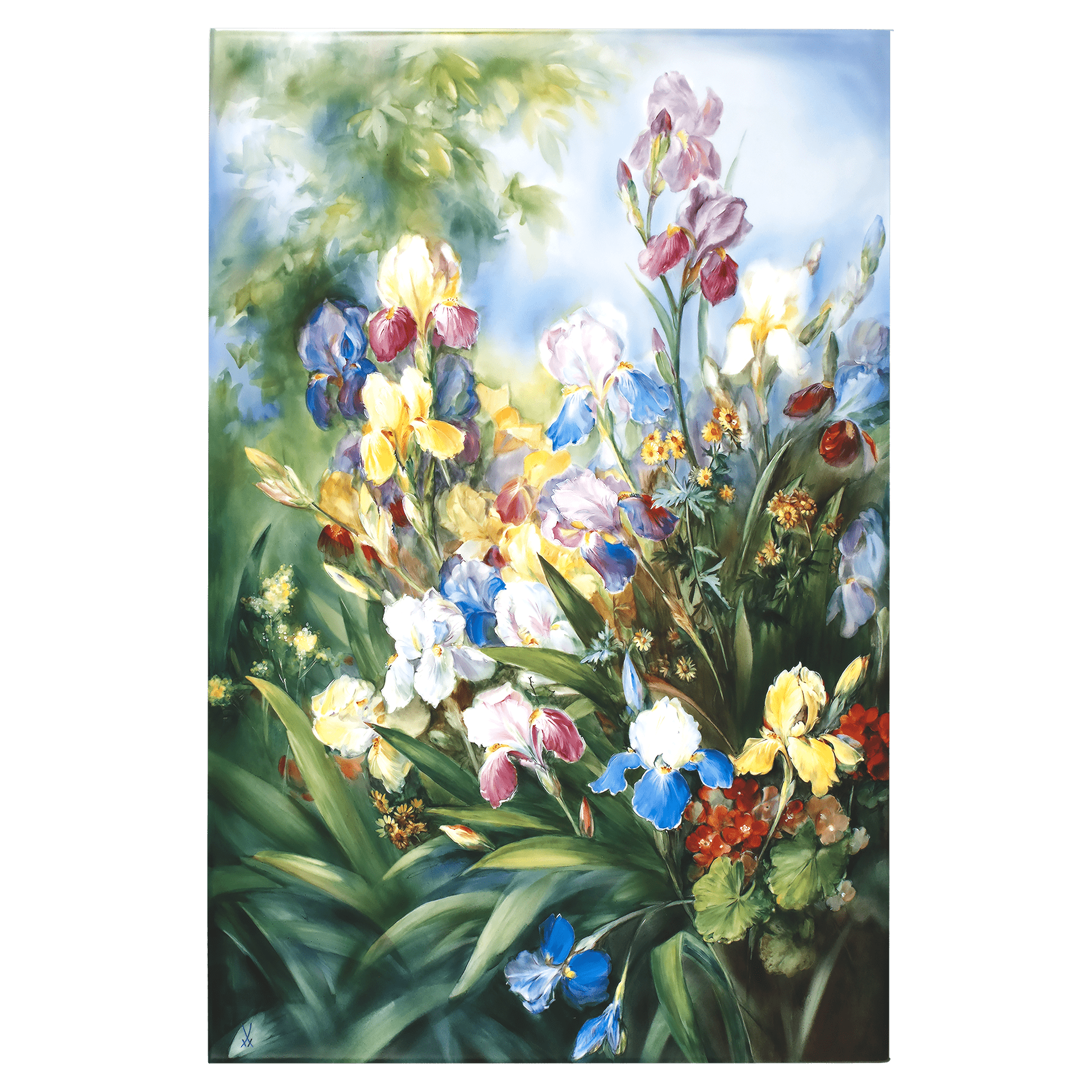 Wandbild Schwertlilien, Porzellan, H 75 cm | Meissen Limitierte Meisterwerke 932y84-9m220 - Meissen Weimar