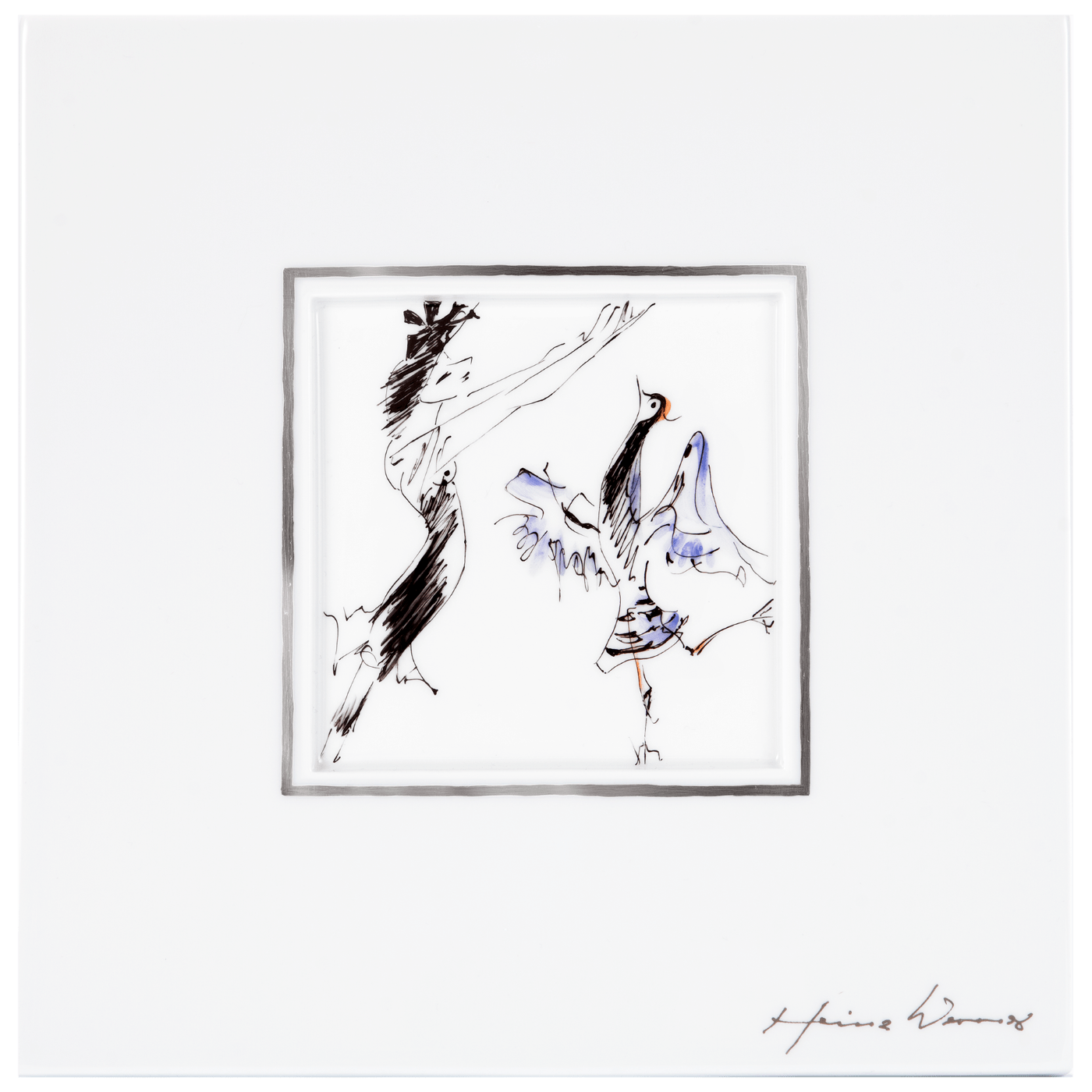 Wandbild, Tänzerin mit Kranich, 23 x 23 cm | Meissen Atelier - Edition 935245 - 9m008 - Meissen Weimar