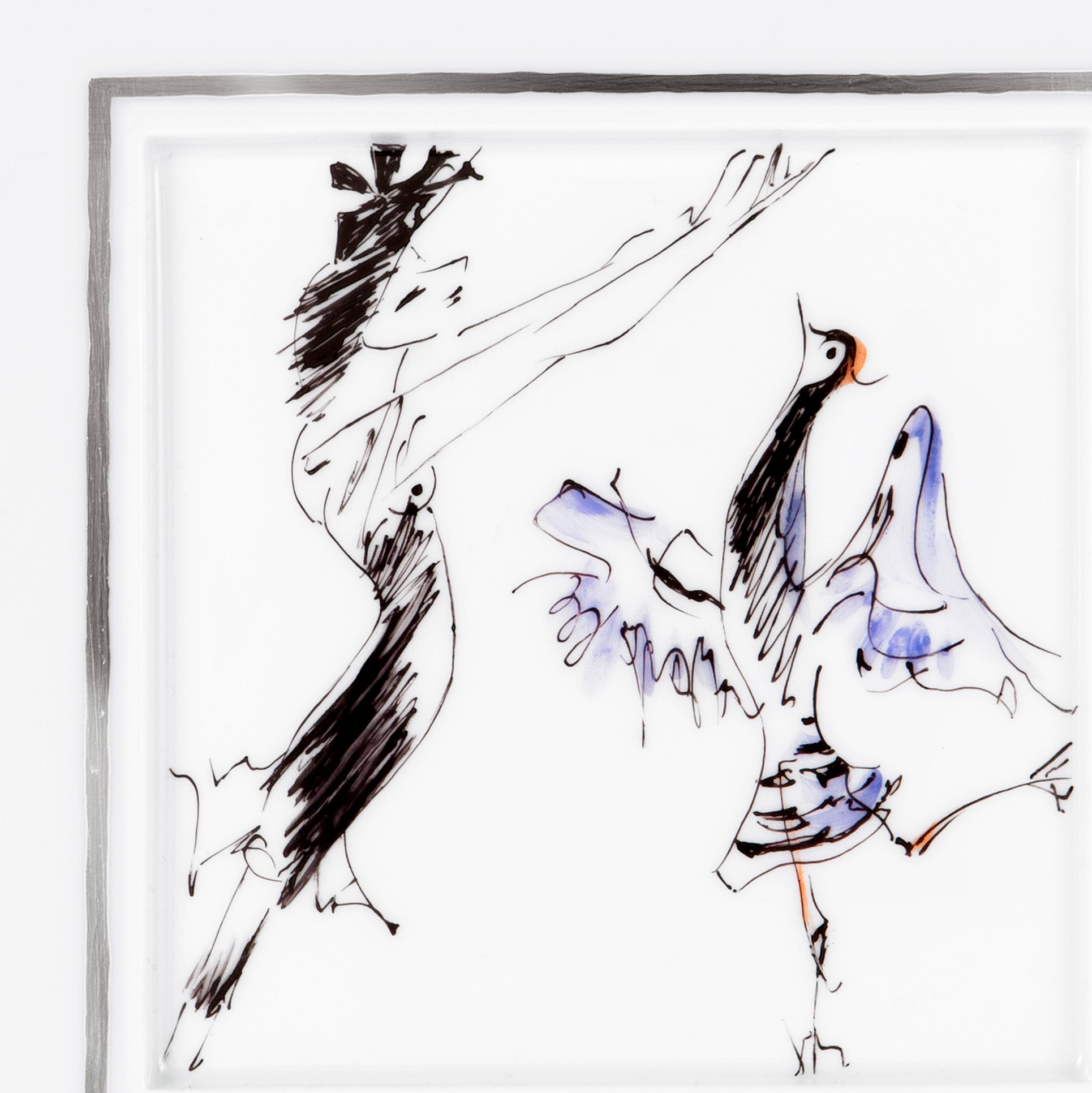 Wandbild, Tänzerin mit Kranich, 23 x 23 cm | Meissen Atelier - Edition 935245 - 9m008 - Meissen Weimar