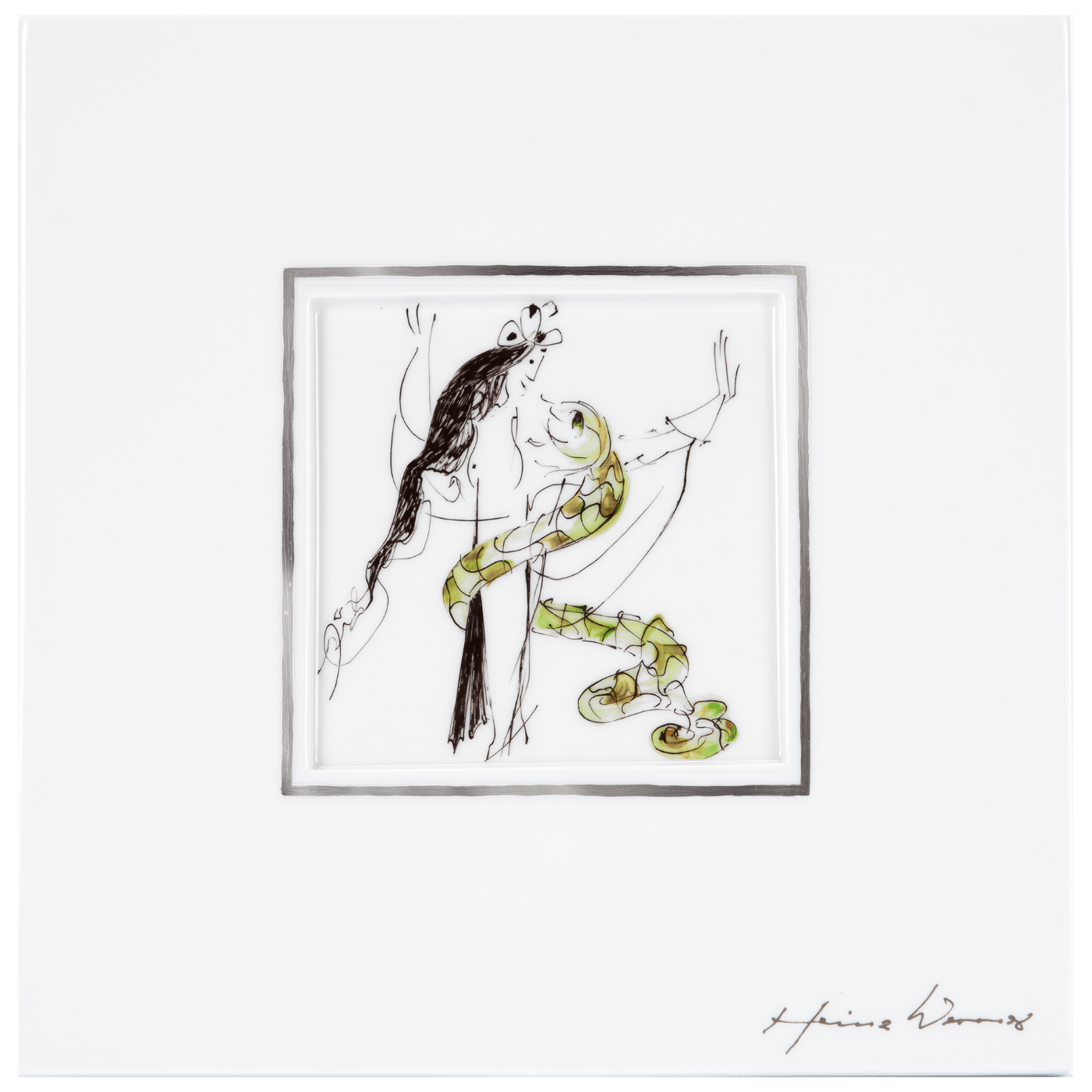 Wandbild, Tänzerin mit Schlange, 23 cm x 23 cm | Meissen Atelier - Edition 935246 - 9m008 - Meissen Weimar