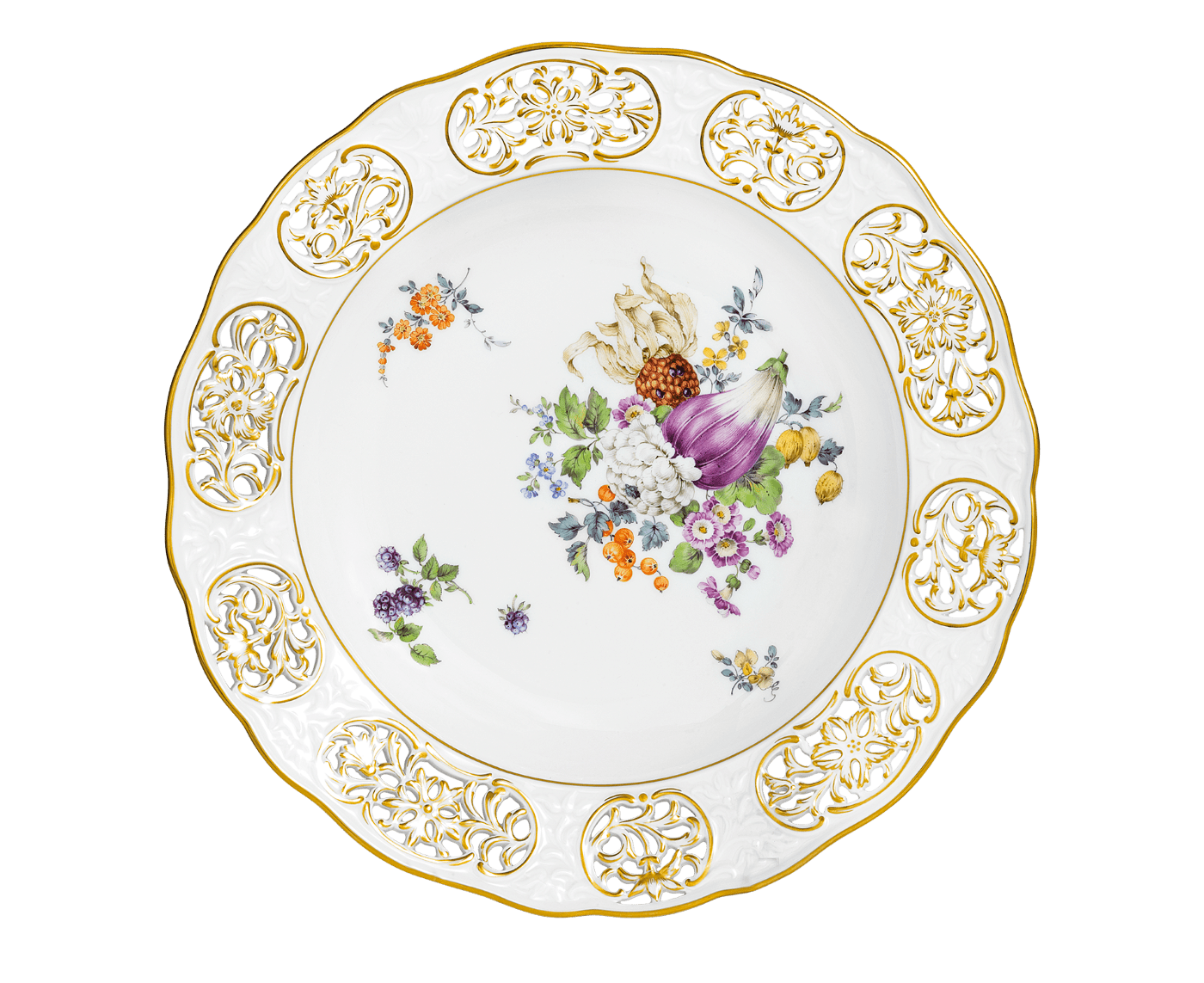 Wandschale Blumen - und Fruchtmalerei, Ø 25,5 cm, limitiert | Meissen Limitierte Meisterwerke 210184 - 54m66 - Meissen Weimar