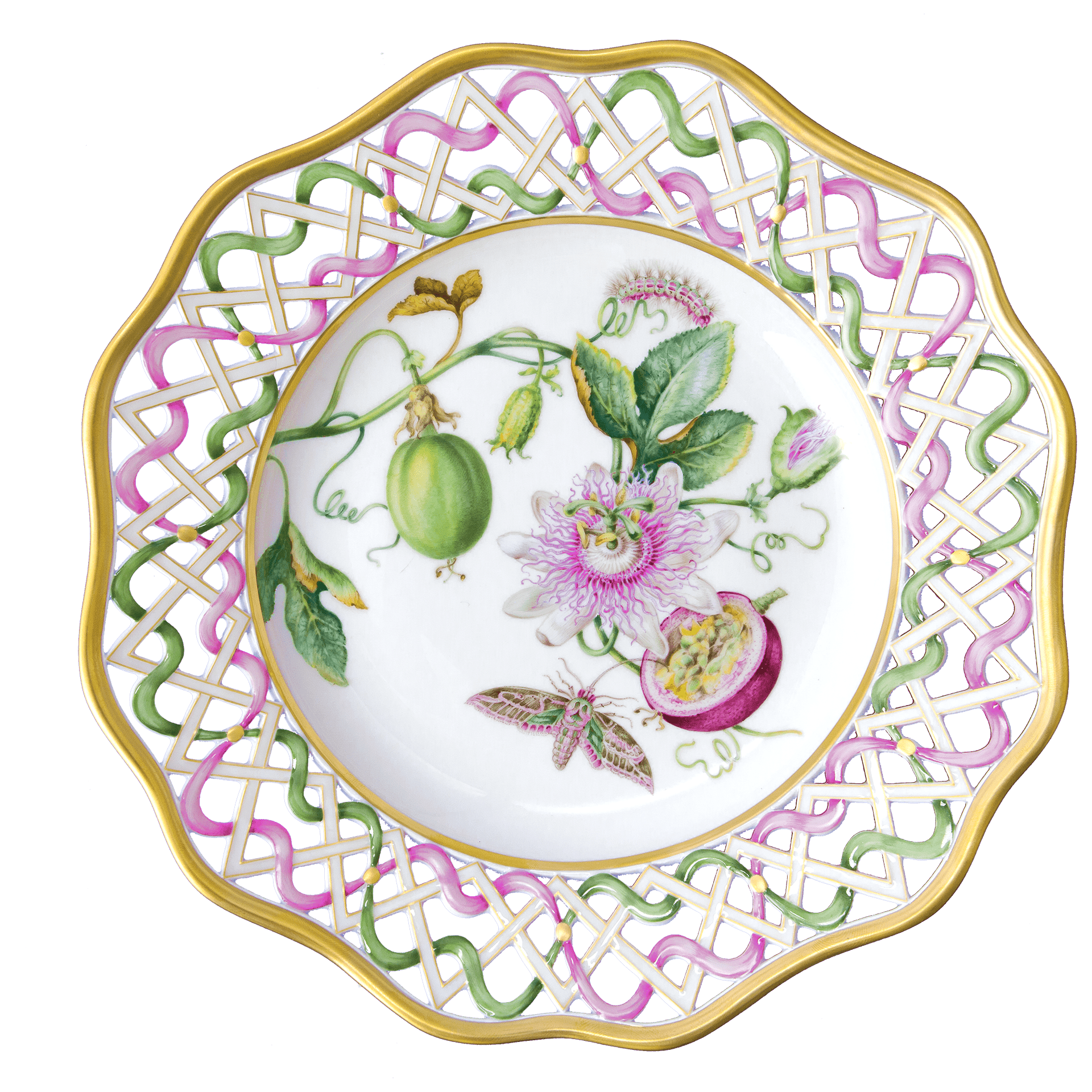 Wandschale Rankende Passionsblume, bunt, Ø 26 cm | Meissen Limitierte Meisterwerke 20a384 - 54m72 - Meissen Weimar