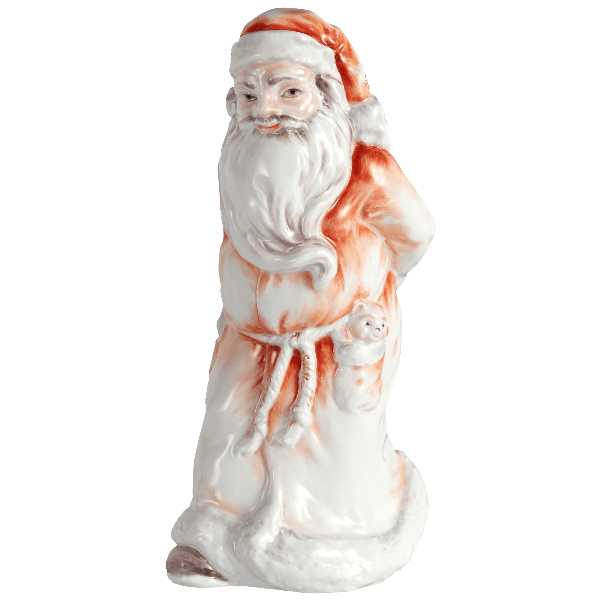 Weihnachtsmann, stehend mit Baum, Bunt und gold staffiert - , H 19 cm | Meissen Einzelplastik 900300 - 83675 - Meissen Weimar