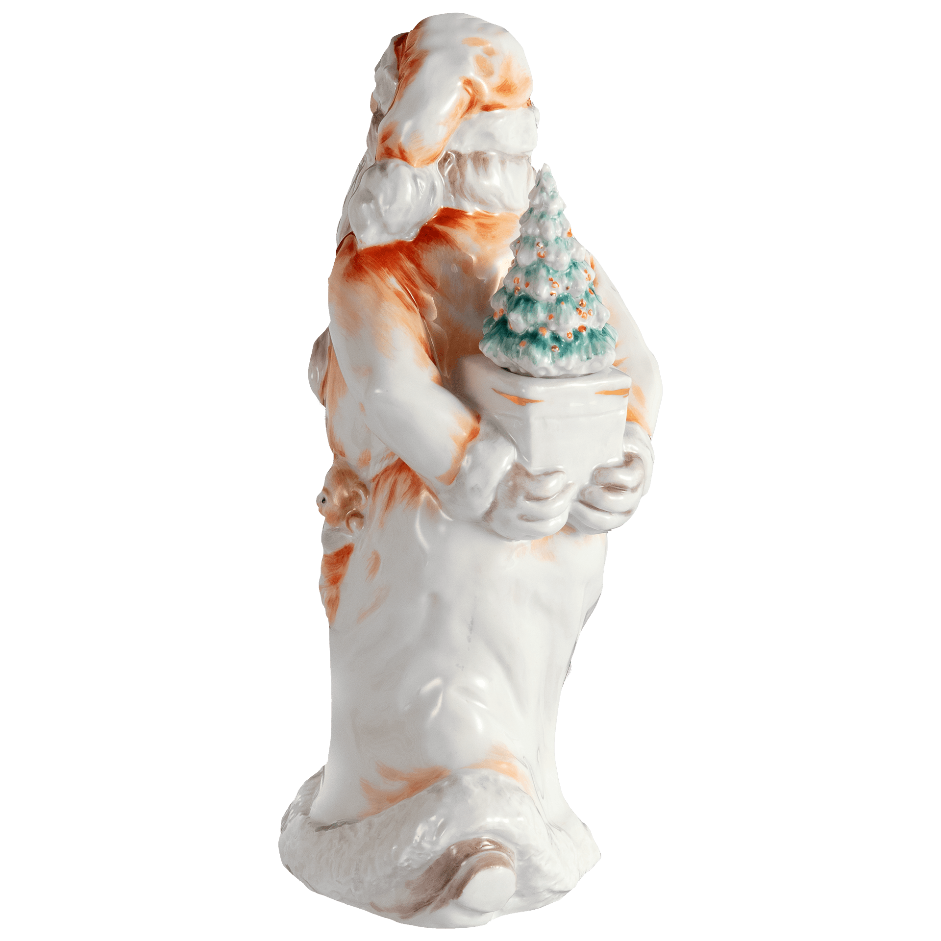 Weihnachtsmann, stehend mit Baum, Bunt und gold staffiert - , H 19 cm | Meissen Einzelplastik 900300 - 83675 - Meissen Weimar