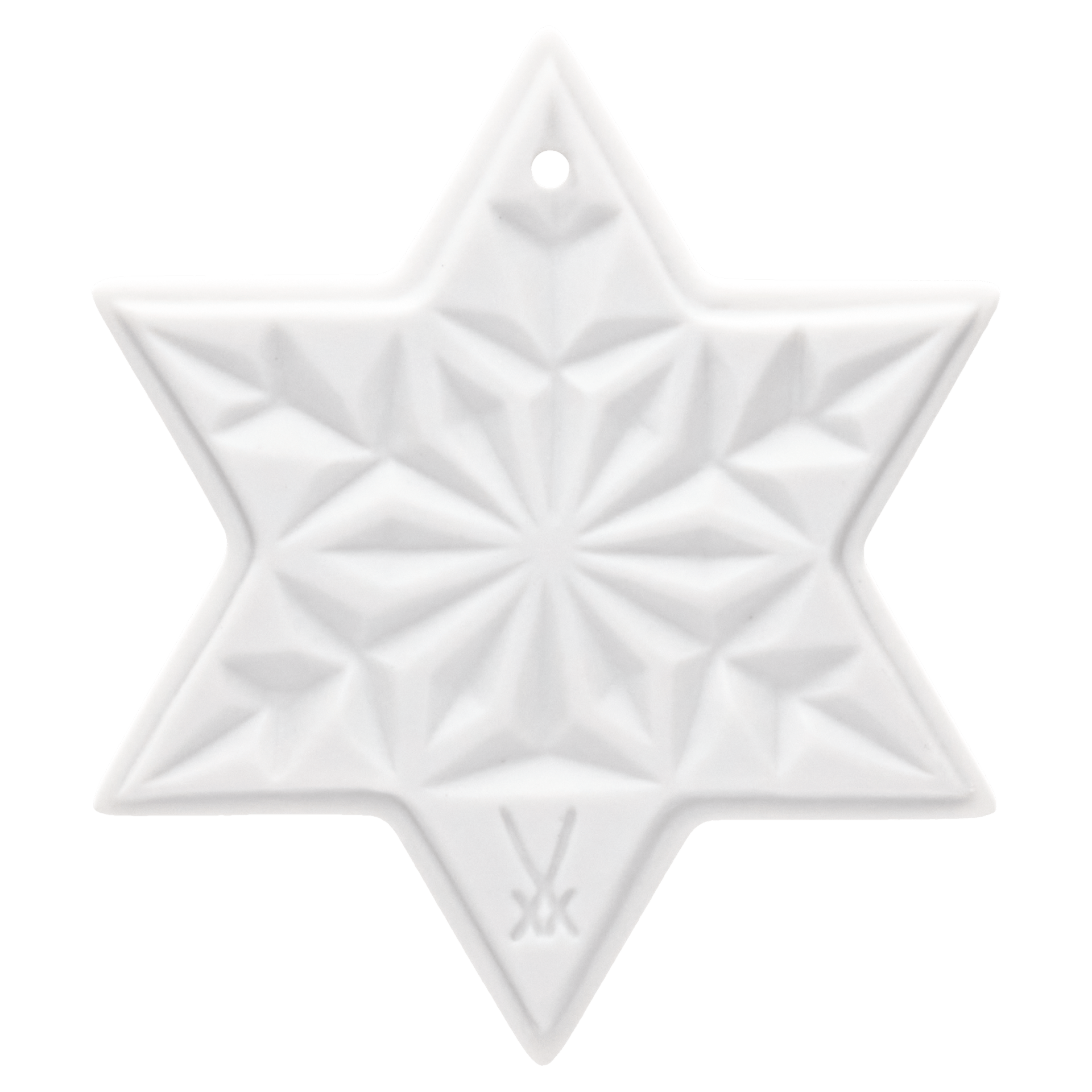 Weihnachtsstern, Weiß, Biskuit, H 5 cm | Meissen Zweigschmuck Weihnachtskollektion 000003 - 98D20 - Meissen Weimar