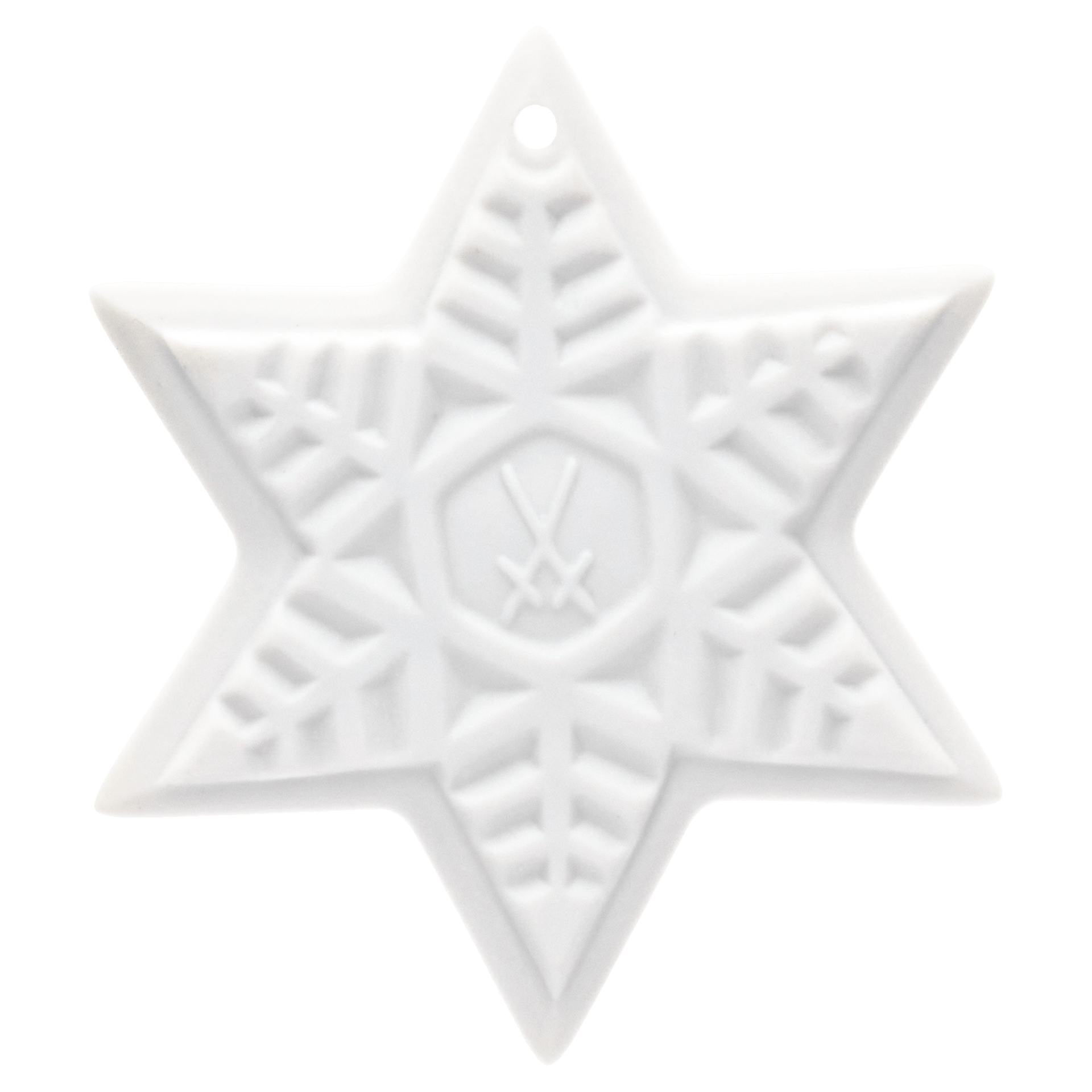 Weihnachtsstern, Weiß, bisquit, H 4,3 cm | Meissen Zweigschmuck Weihnachtskollektion 000003 - 98D21 - Meissen Weimar